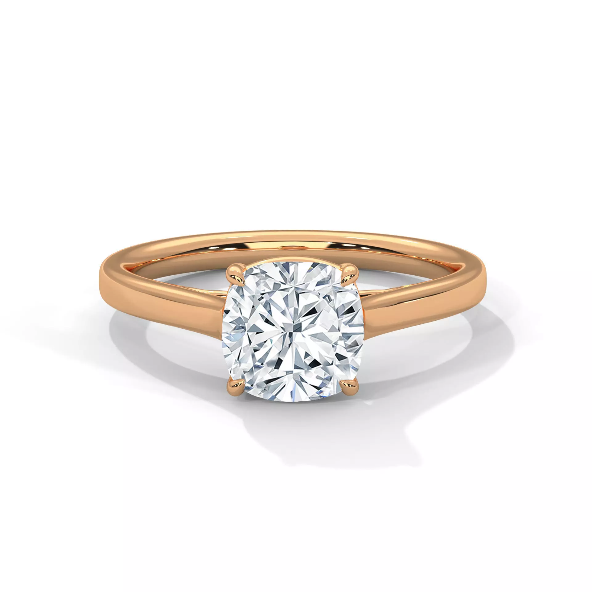 Cushion Mono Solitaire ring with 360 view animation 3D print model_0