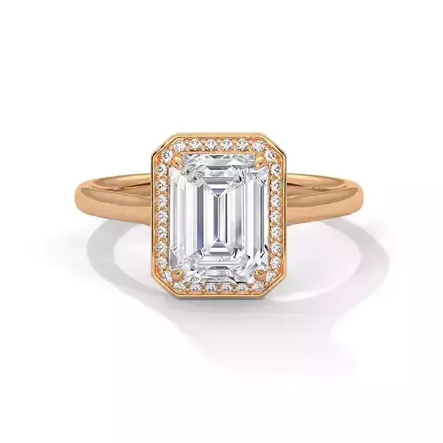 Emerald Halo Solitaire ring with 360 view animation 3D print model