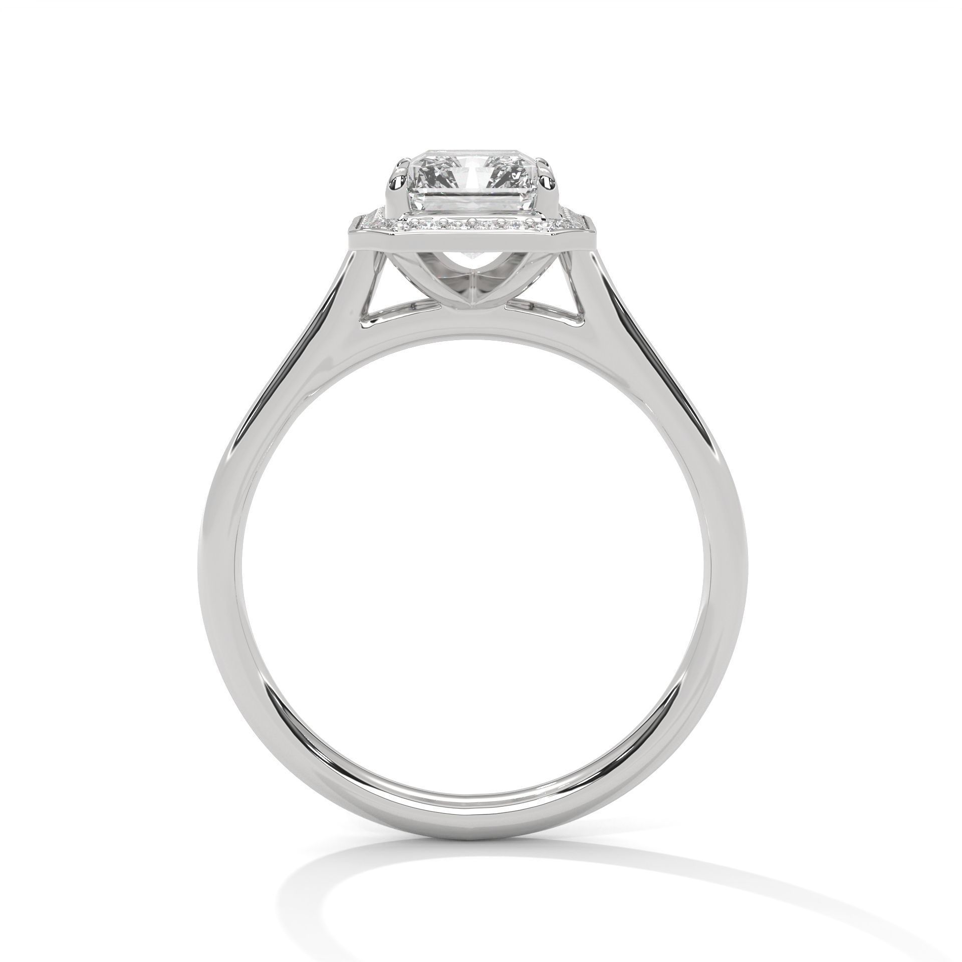 Emerald Halo Solitaire ring with 360 view animation 3D print model_9