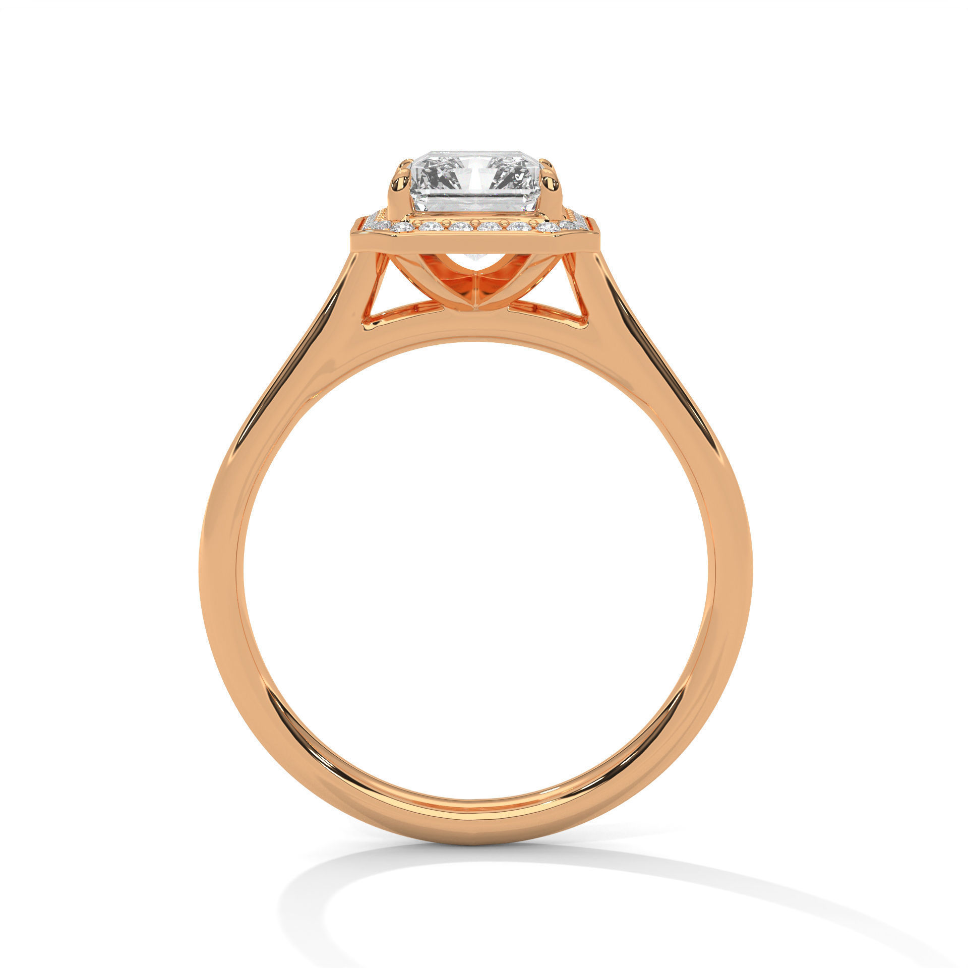 Emerald Halo Solitaire ring with 360 view animation 3D print model_7
