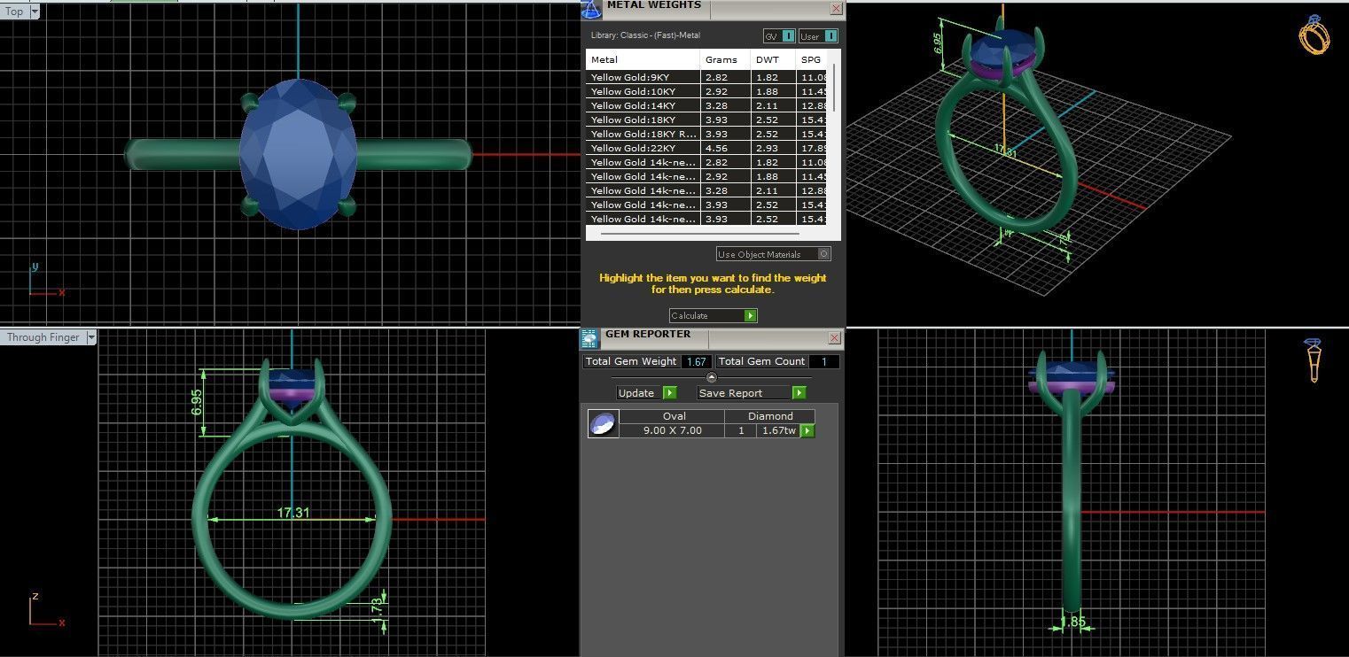 Oval Mono Solitaire ring with 360 view animation 3D print model_3