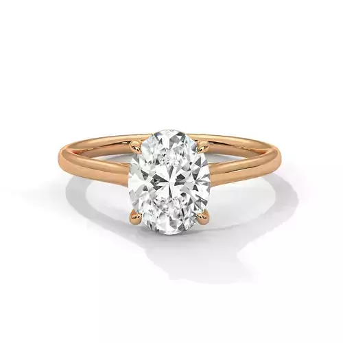 Oval Mono Solitaire ring with 360 view animation 3D print model