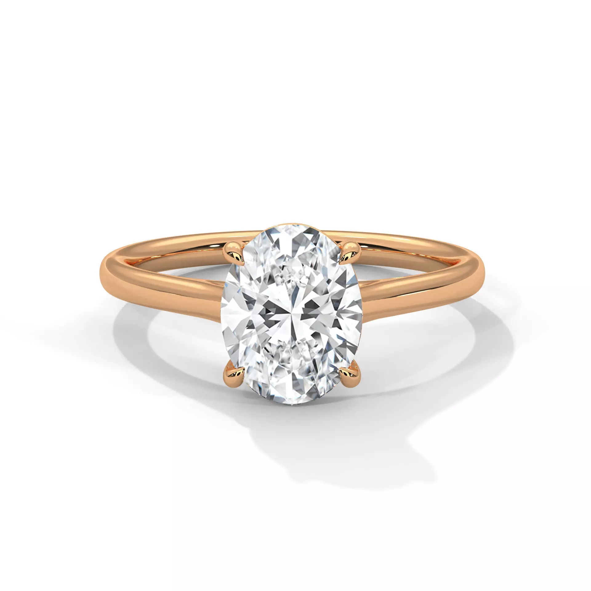 Oval Mono Solitaire ring with 360 view animation 3D print model_0