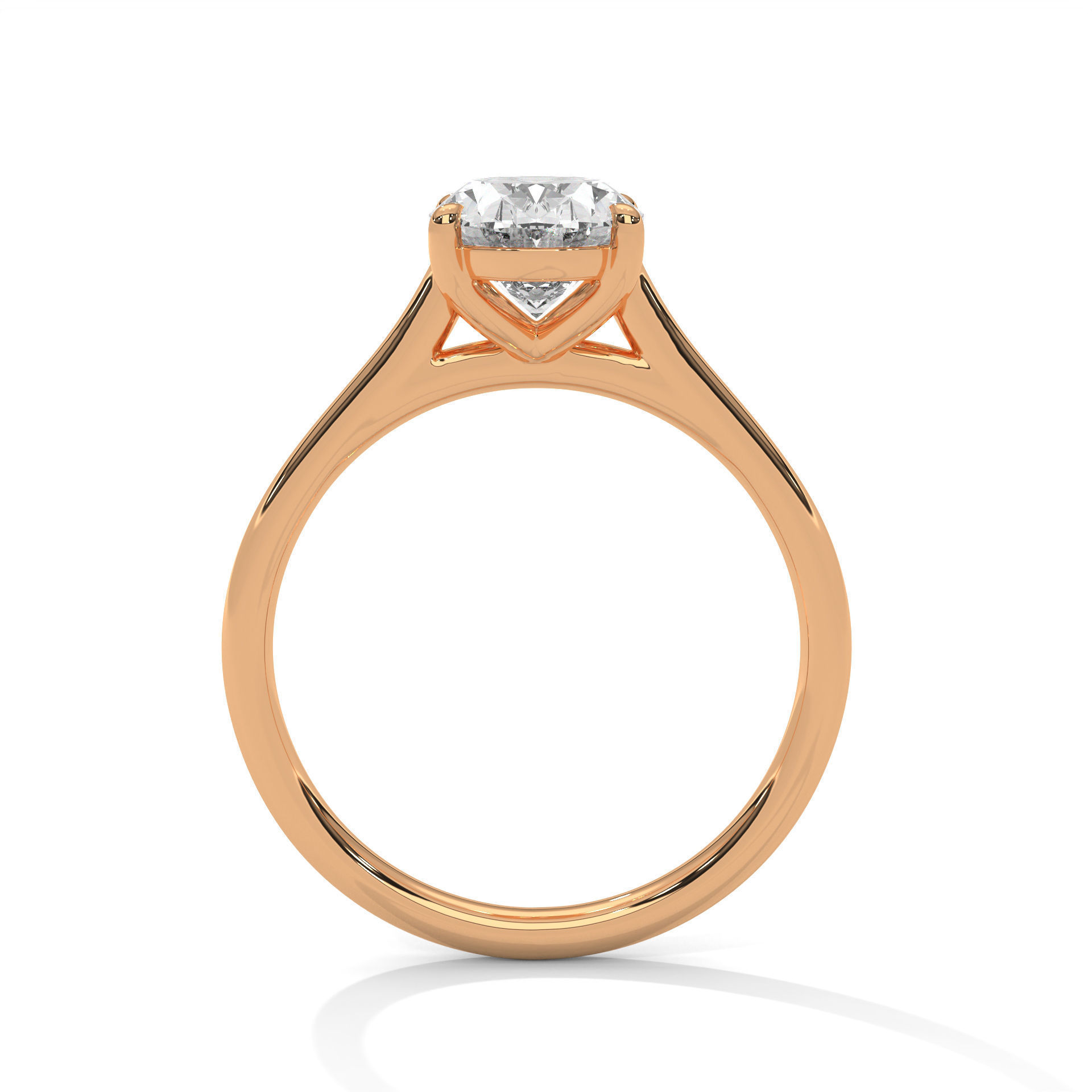 Oval Mono Solitaire ring with 360 view animation 3D print model_7