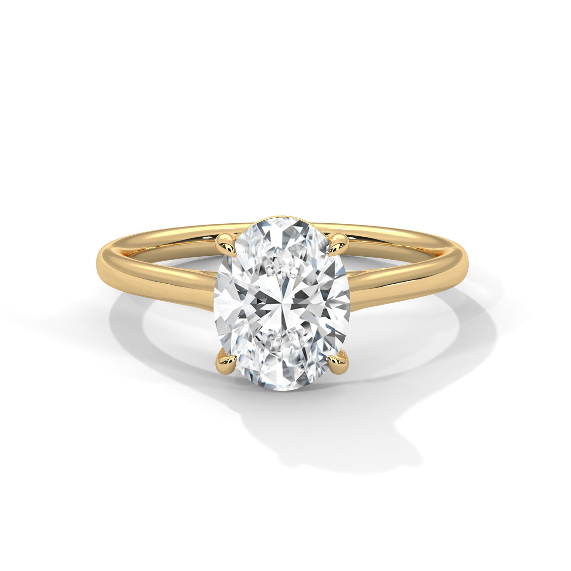 Oval Mono Solitaire ring with 360 view animation 3D print model_1
