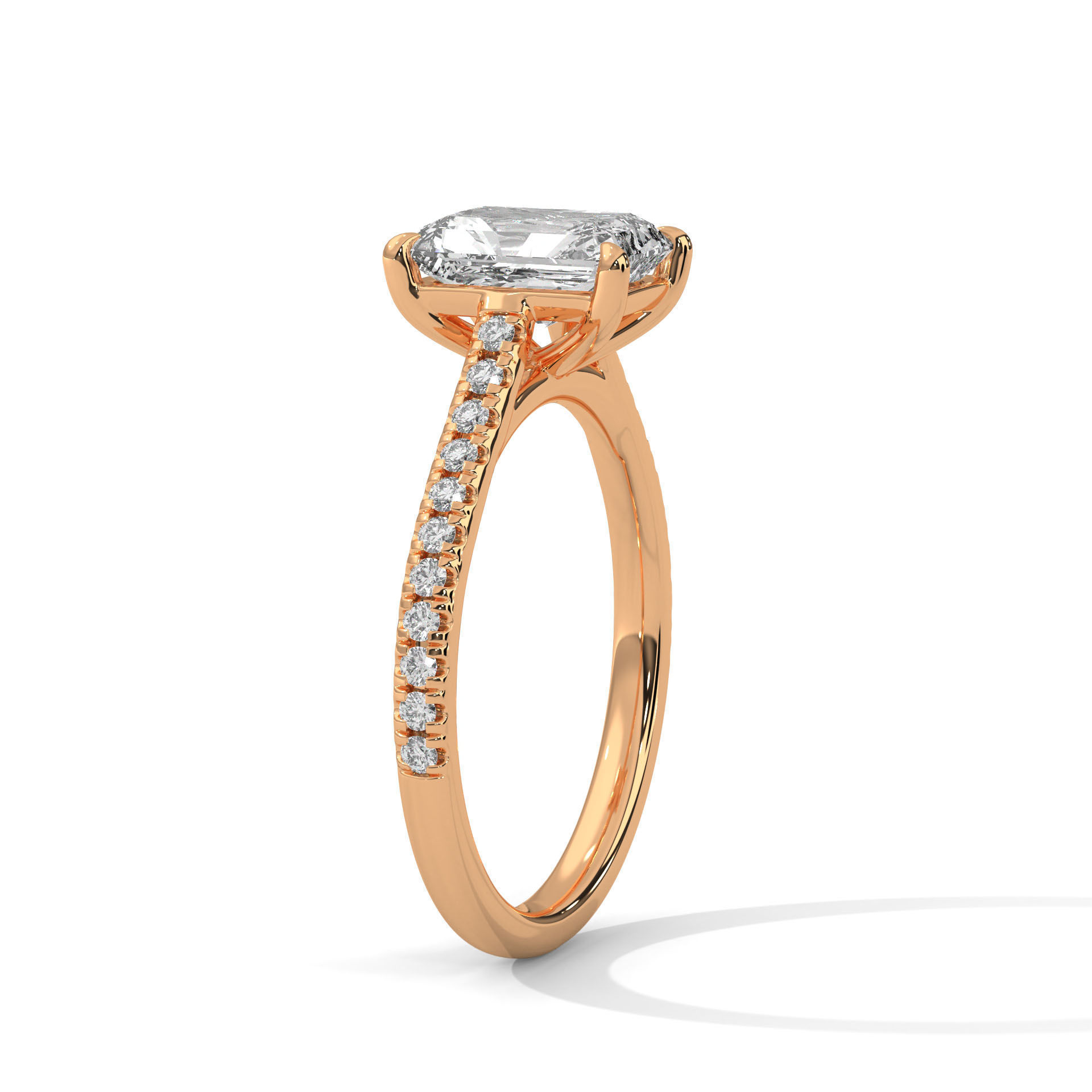 Emerald Solitaire ring with 360 view animation 3D print model_4