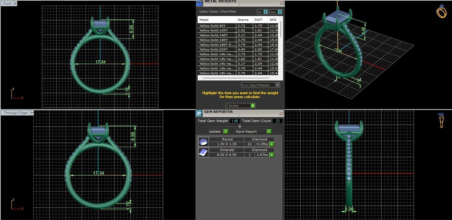 Emerald Solitaire ring with 360 view animation 3D print model_3