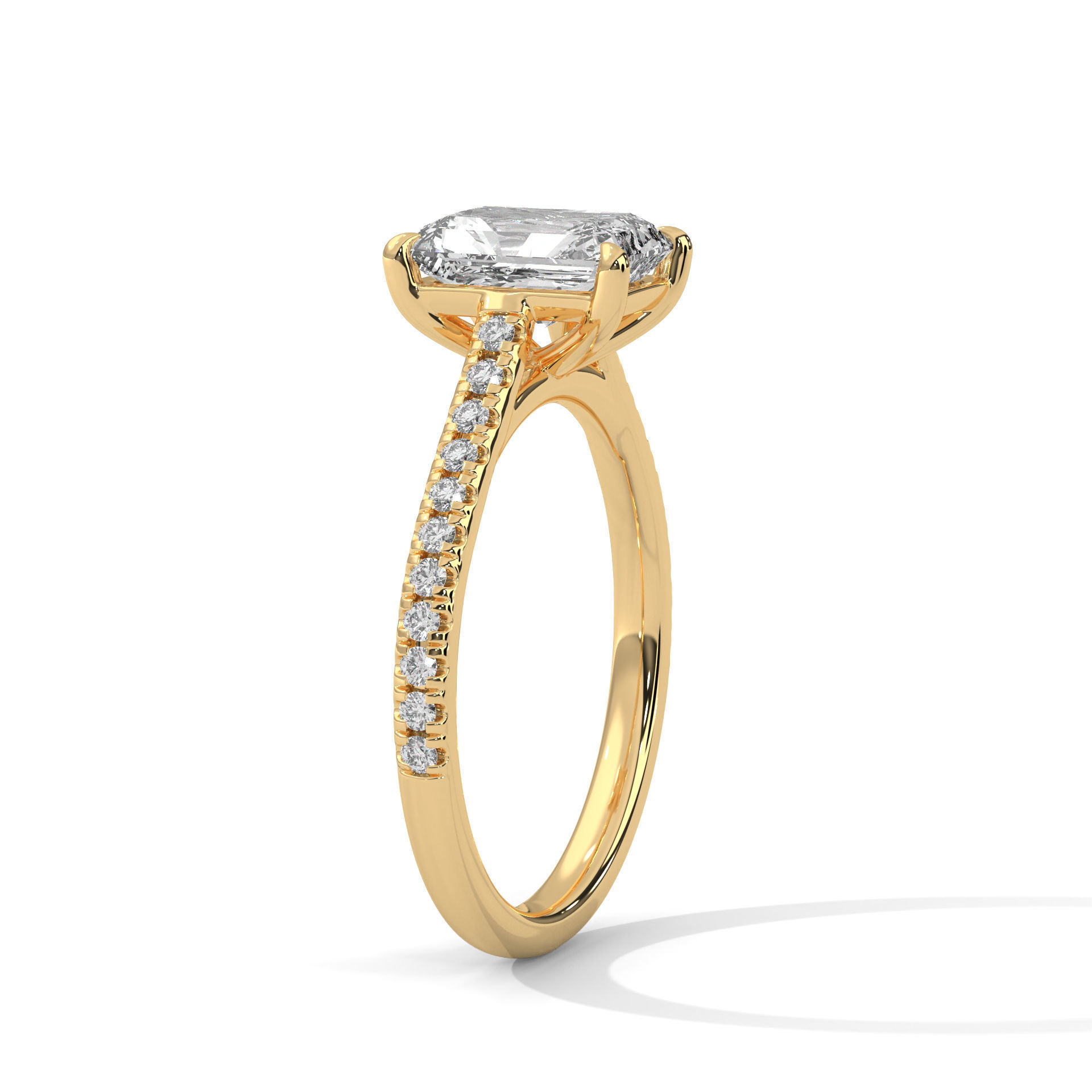 Emerald Solitaire ring with 360 view animation 3D print model_5