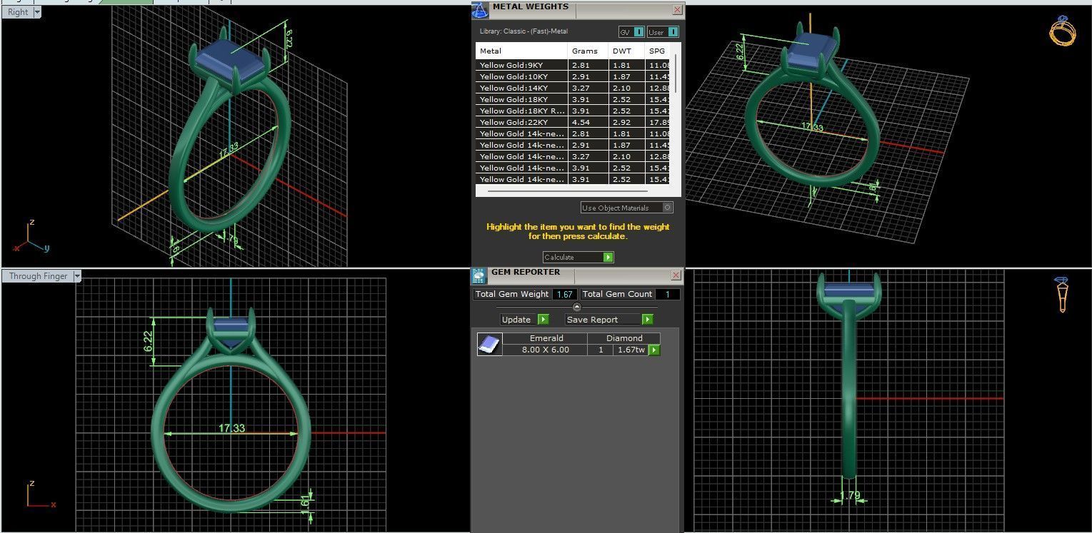 Emerald Mono Solitaire ring with 360 view animation 3D print model_3