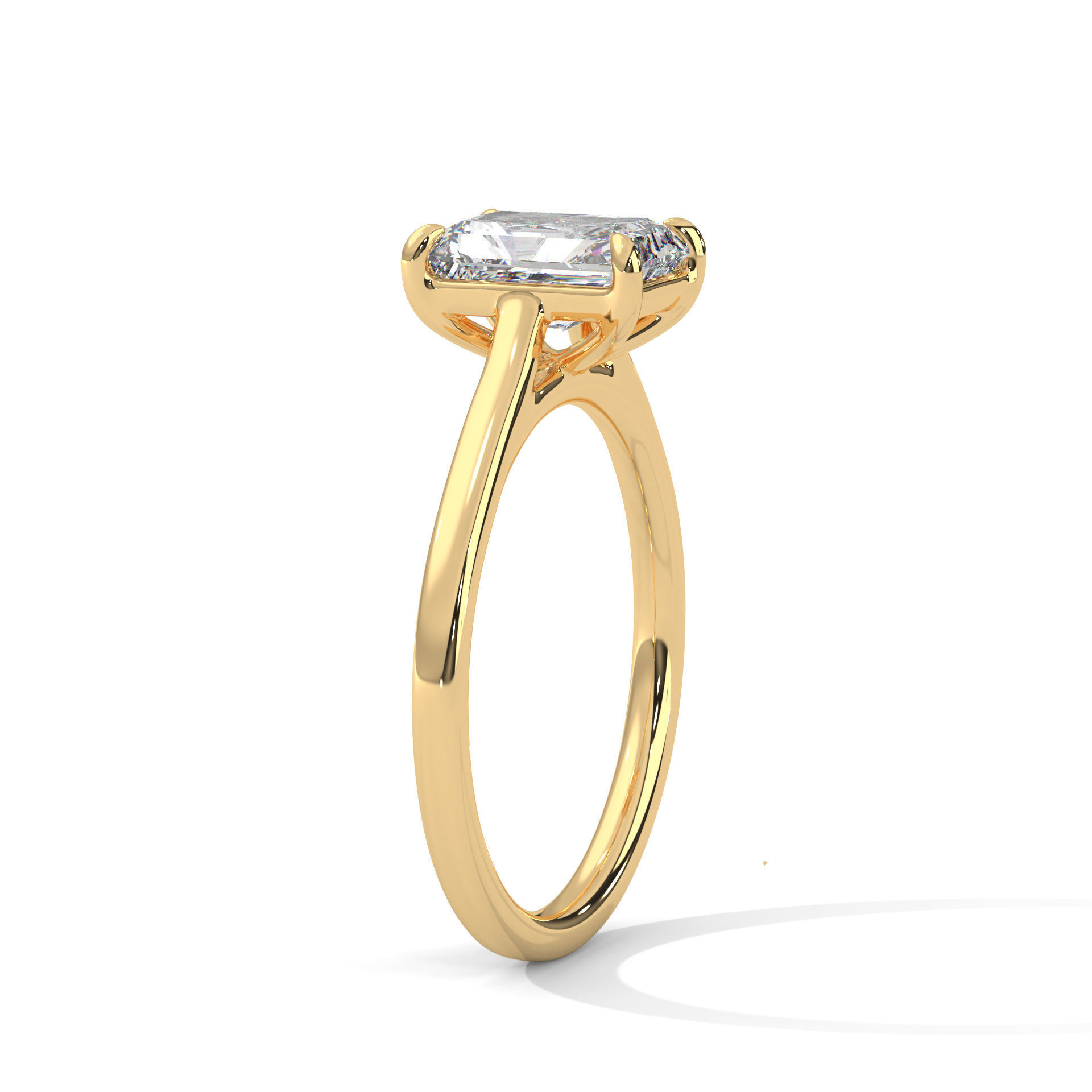 Emerald Mono Solitaire ring with 360 view animation 3D print model_5