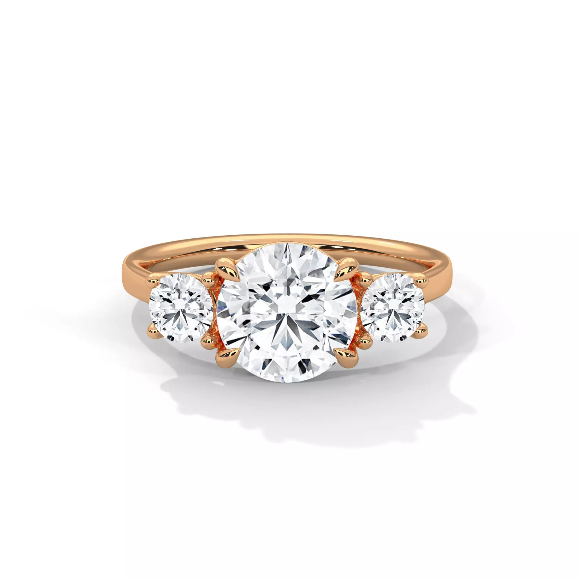 Trio Solitaire ring with 360 view animation 3D print model