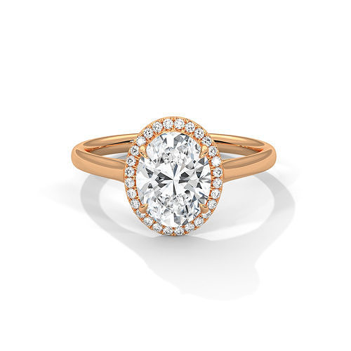 Oval Halo Solitaire ring with 360 view animation 3D print model