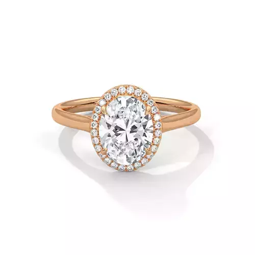 Oval Halo Solitaire ring with 360 view animation