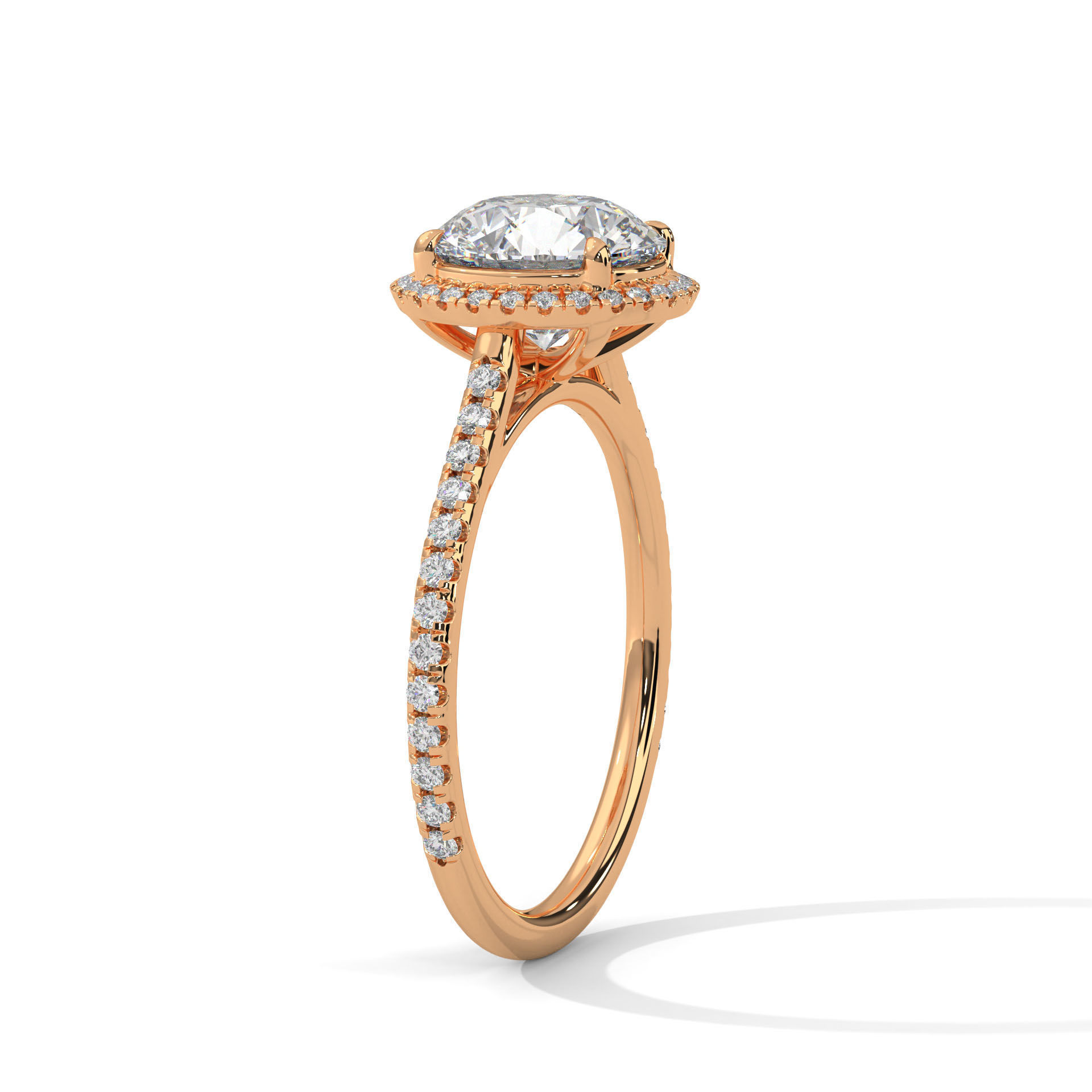 Halo Solitaire ring with 360 view animation 3D print model_5