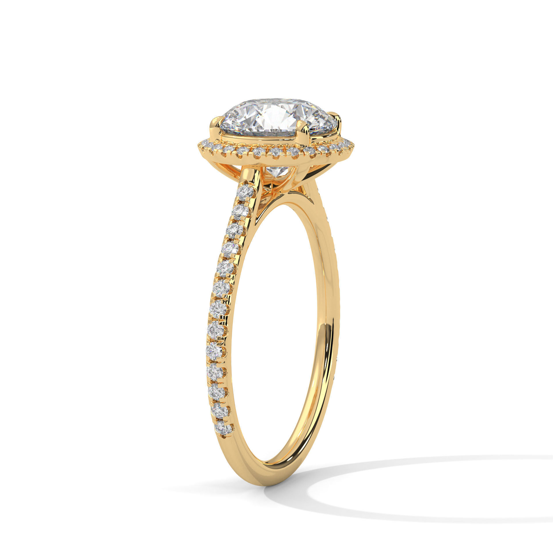 Halo Solitaire ring with 360 view animation 3D print model_4