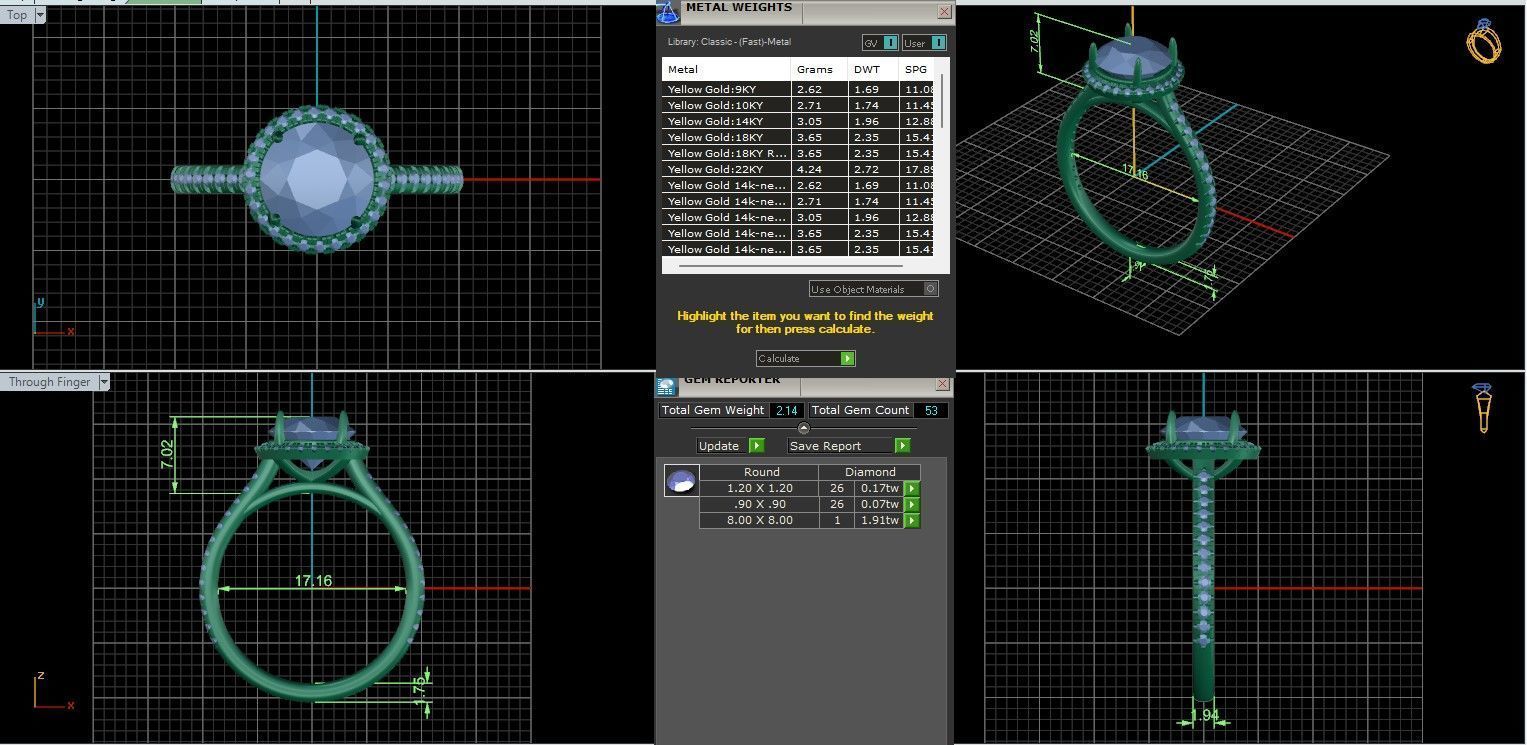 Halo Solitaire ring with 360 view animation 3D print model_3