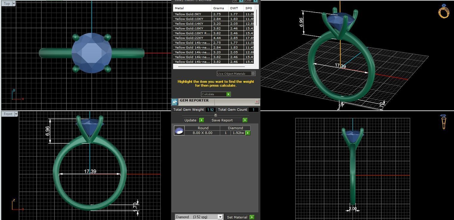Mono Solitaire ring with 360 view animation 3D print model_9