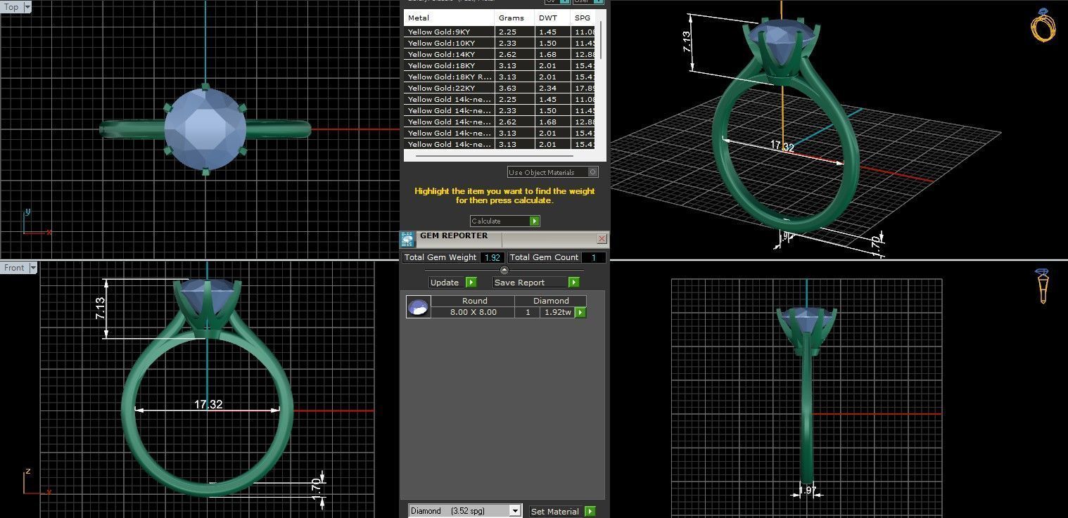 Mono Solitaire ring with 360 view animation 3D print model_9