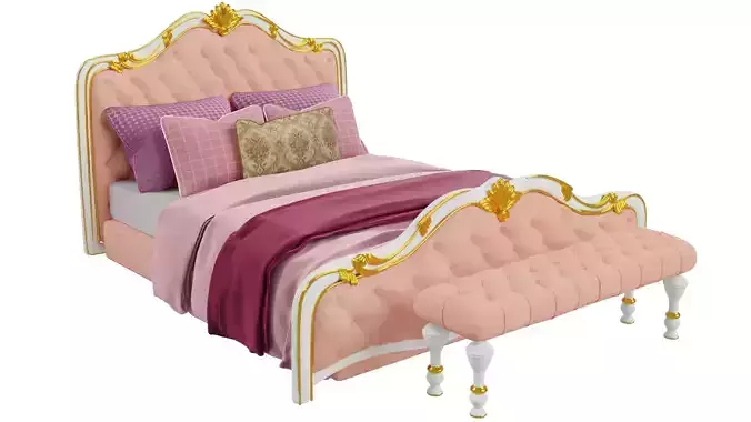 Queen Bed 3D model