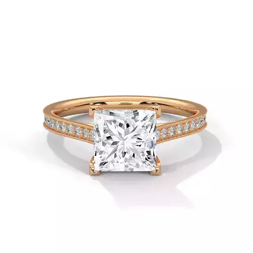Princess Solitaire ring with 360 view animation