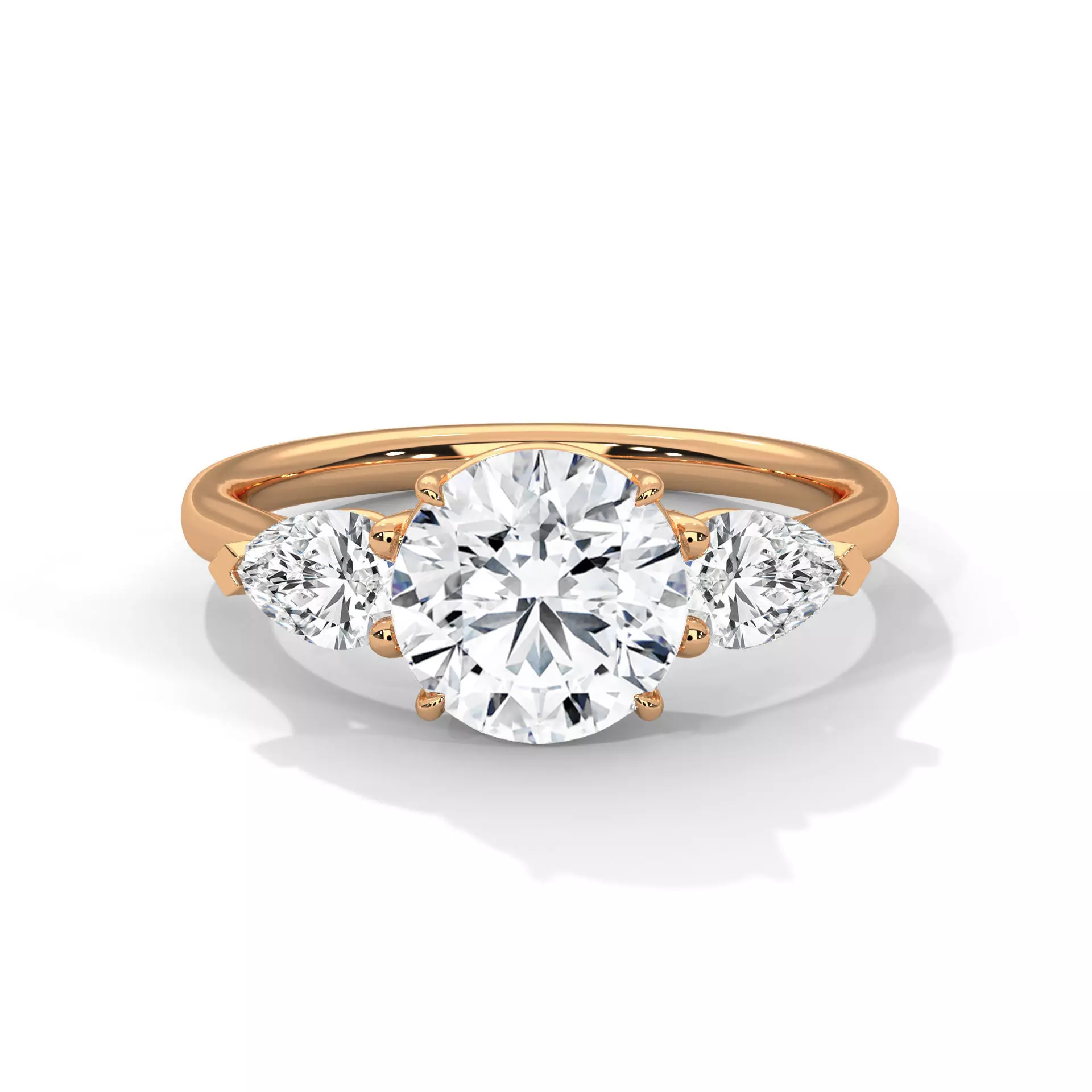 Trio Solitaire ring with 360 view animation 3D print model