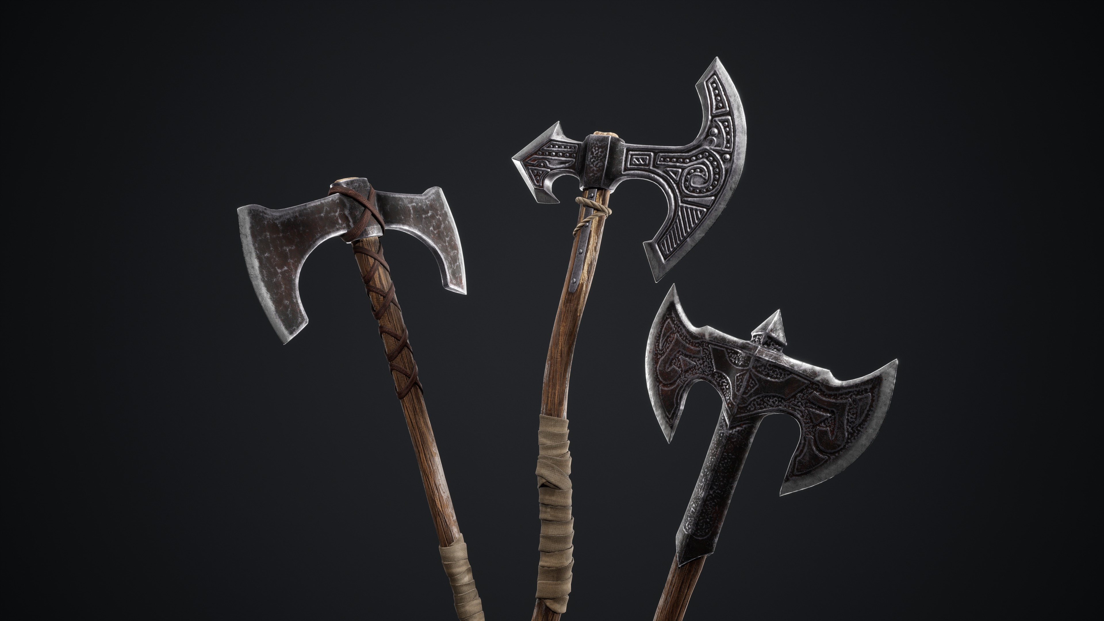 Viking Axes Low-poly 3D model_17