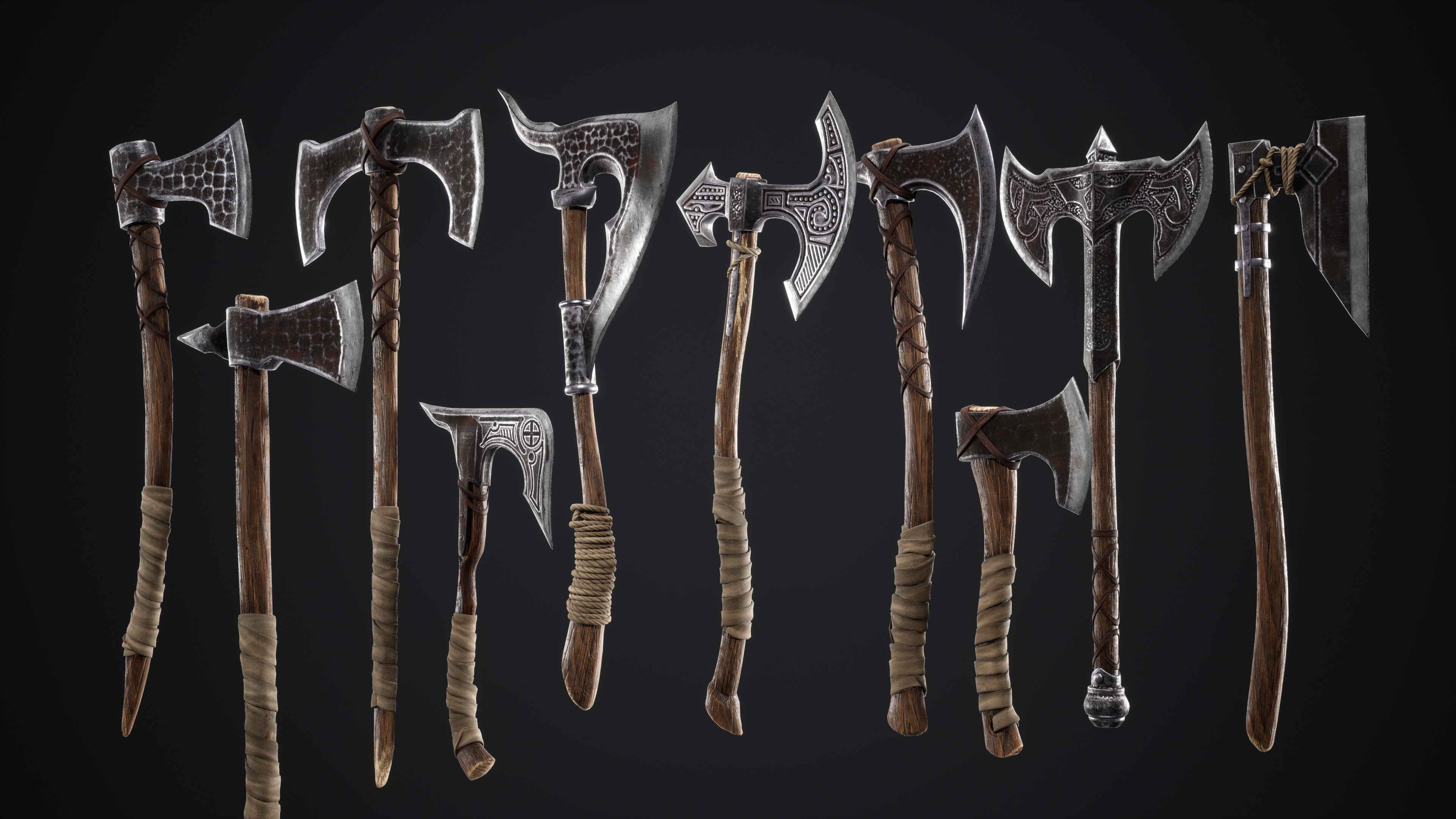 Viking Axes Low-poly 3D model_3
