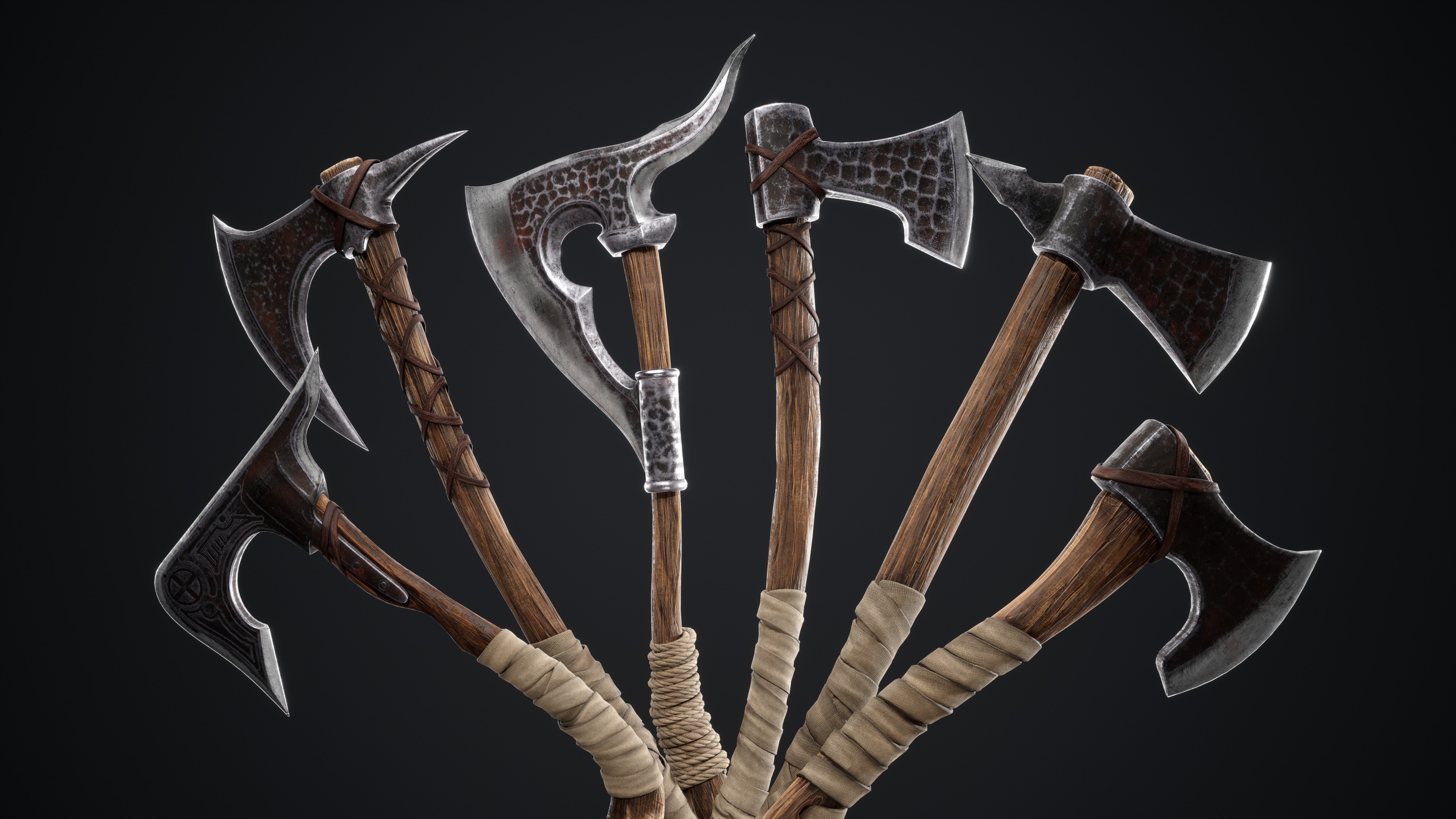 Viking Axes Low-poly 3D model_15