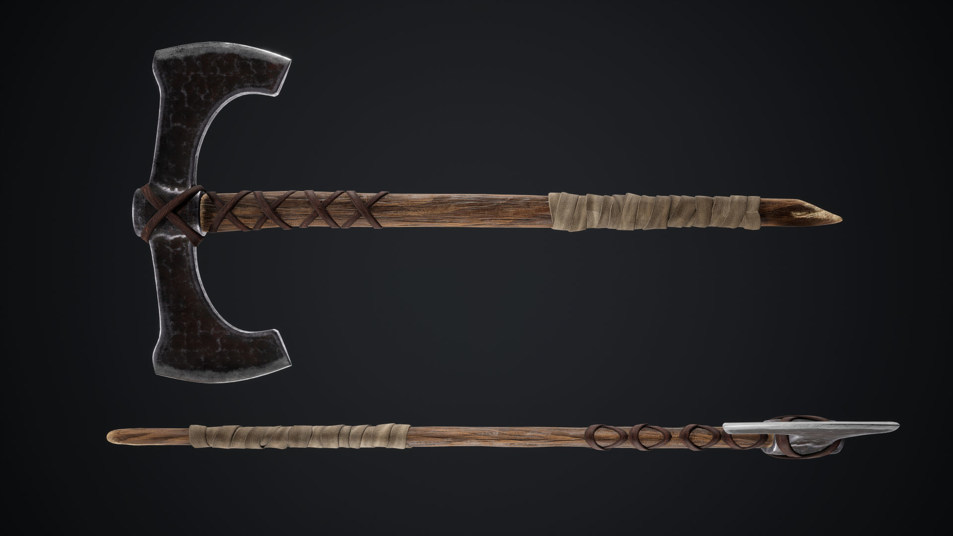 Viking Axes Low-poly 3D model_29