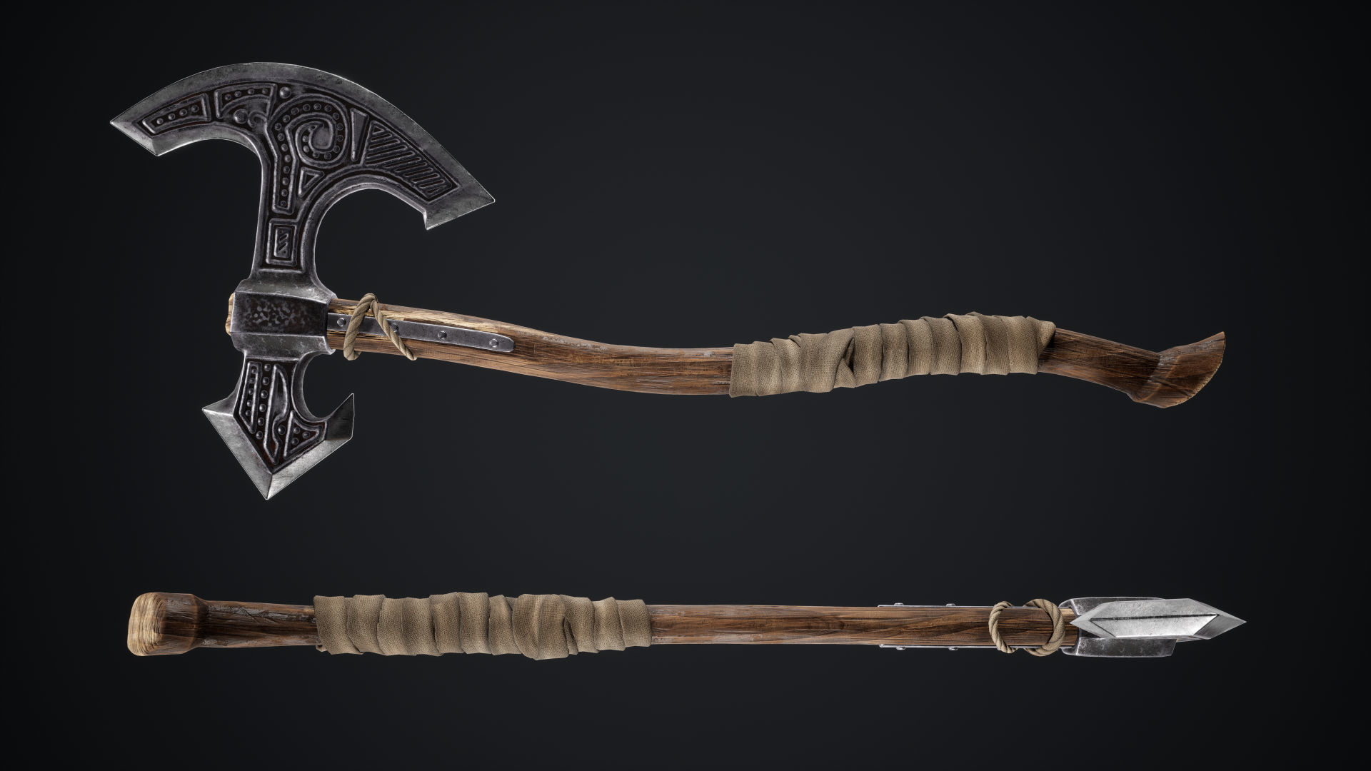 Viking Axes Low-poly 3D model_46