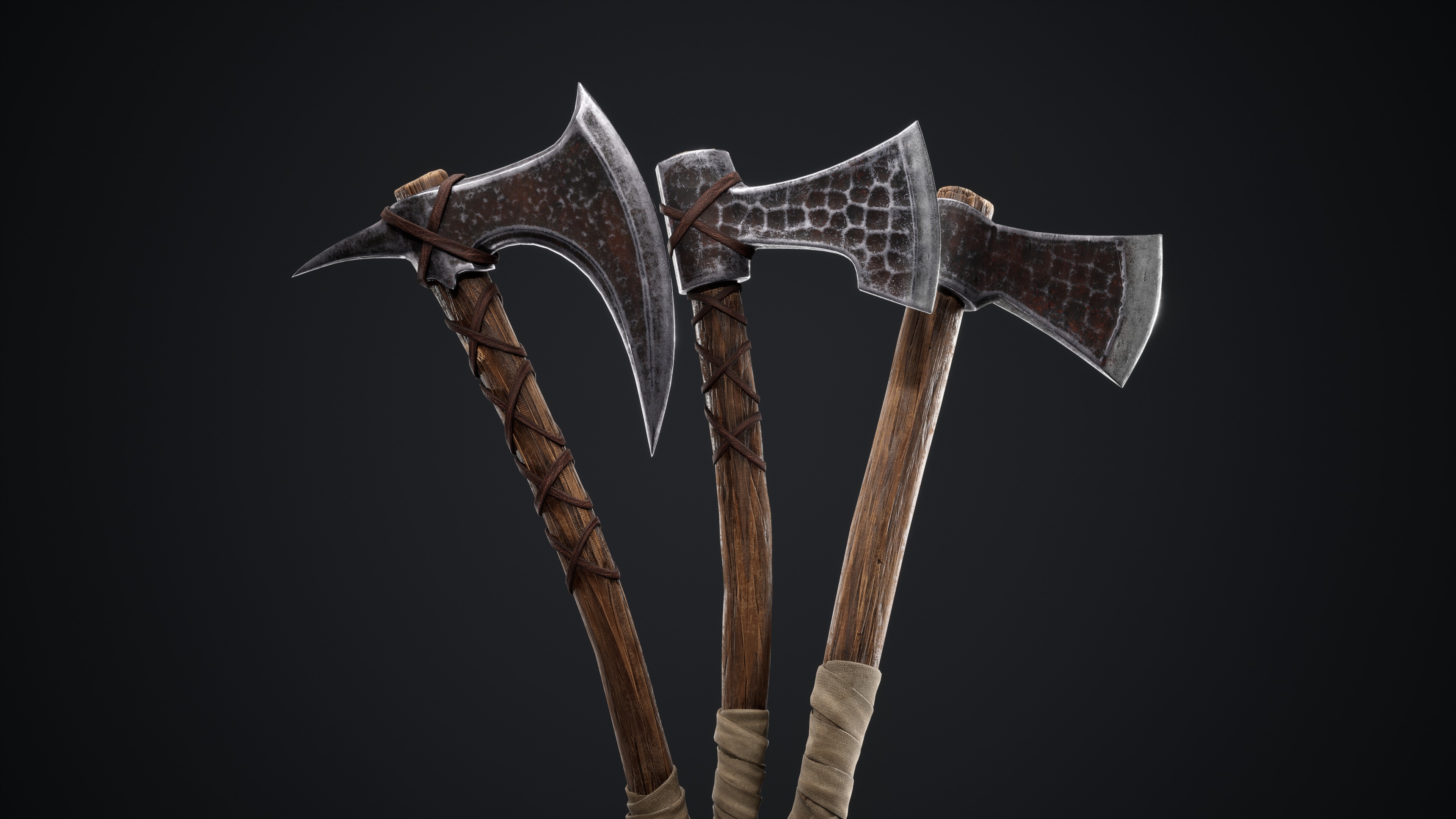 Viking Axes Low-poly 3D model_19