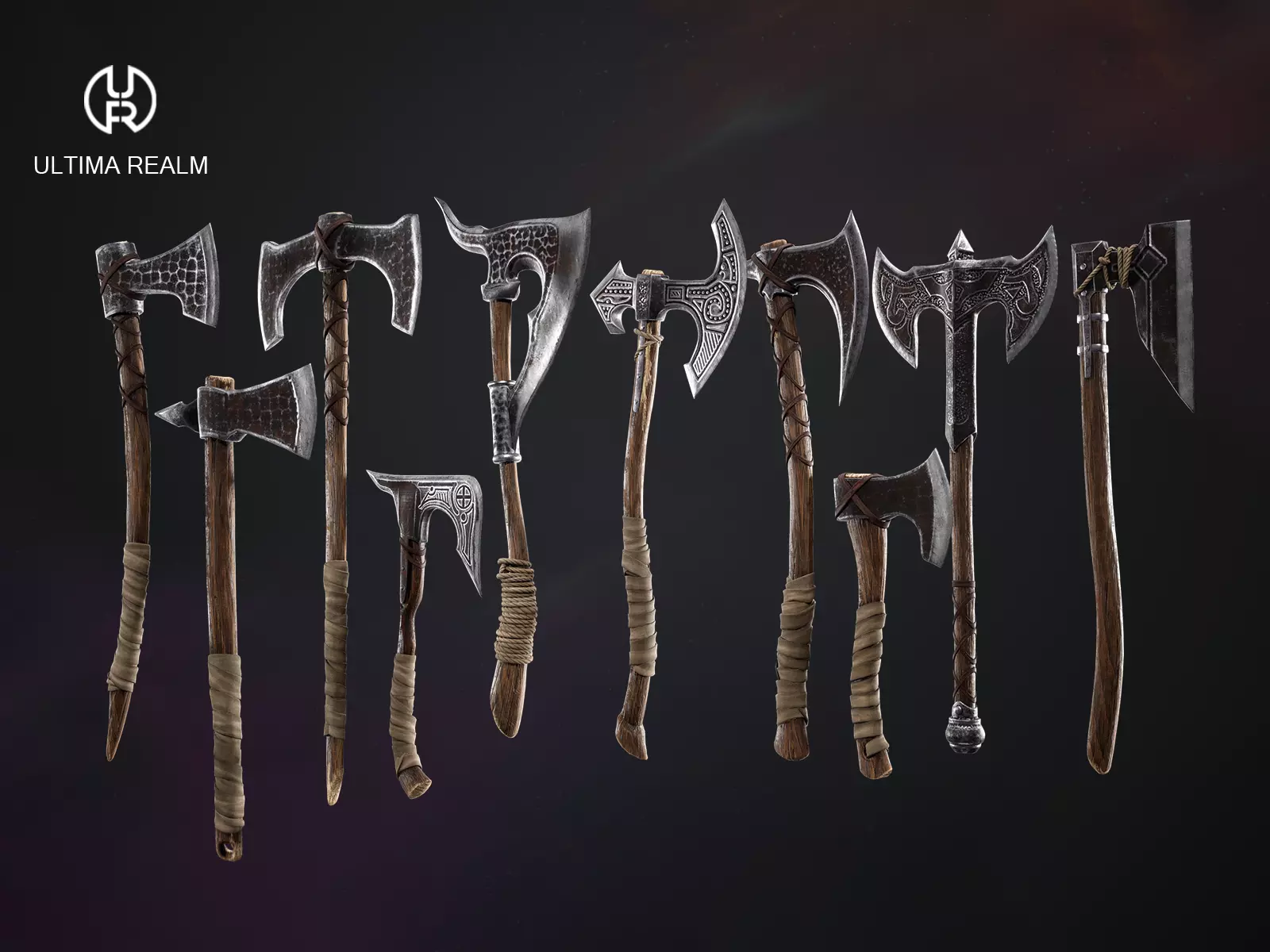 Viking Axes Low-poly 3D model_0