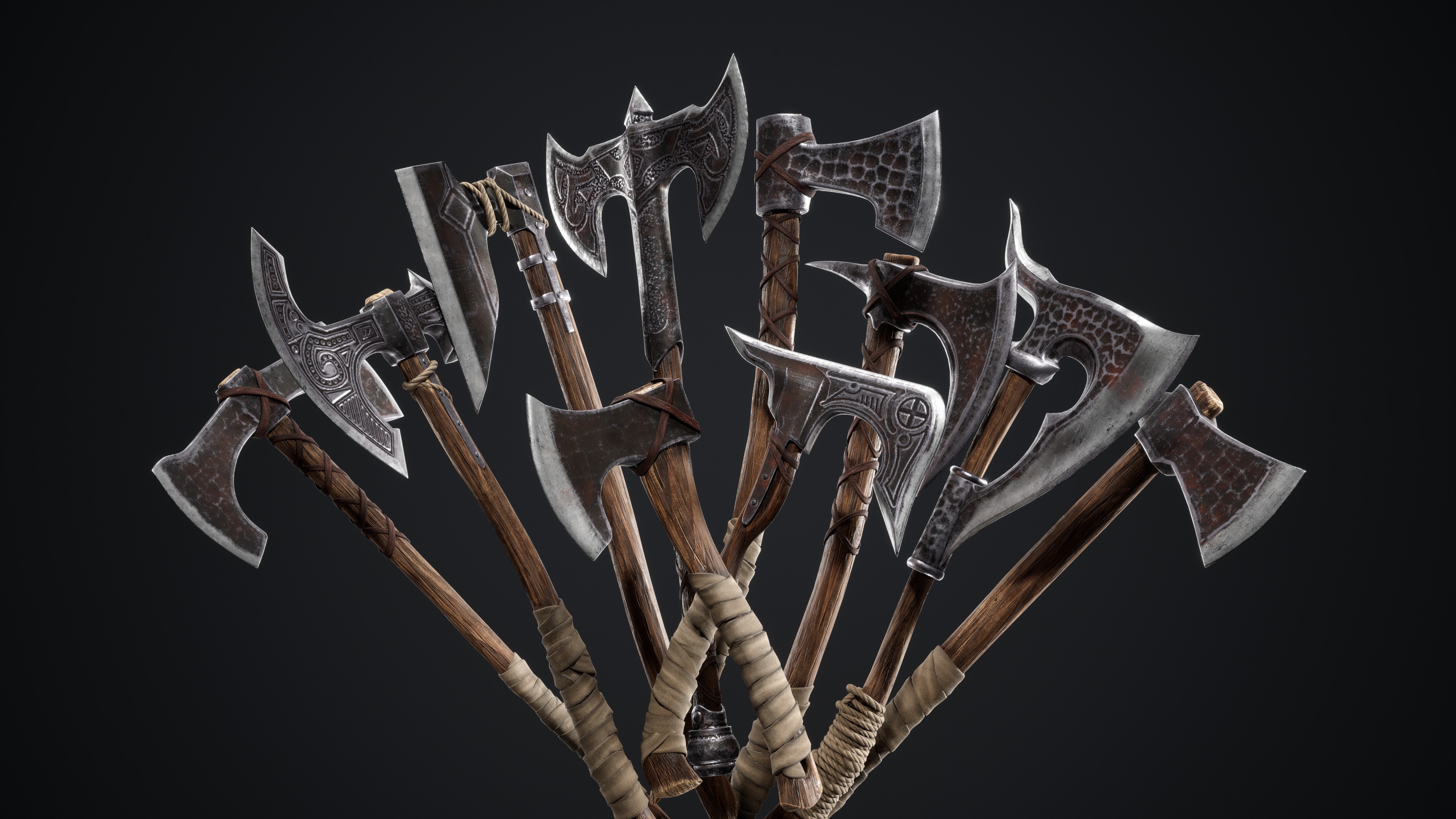 Viking Axes Low-poly 3D model_14