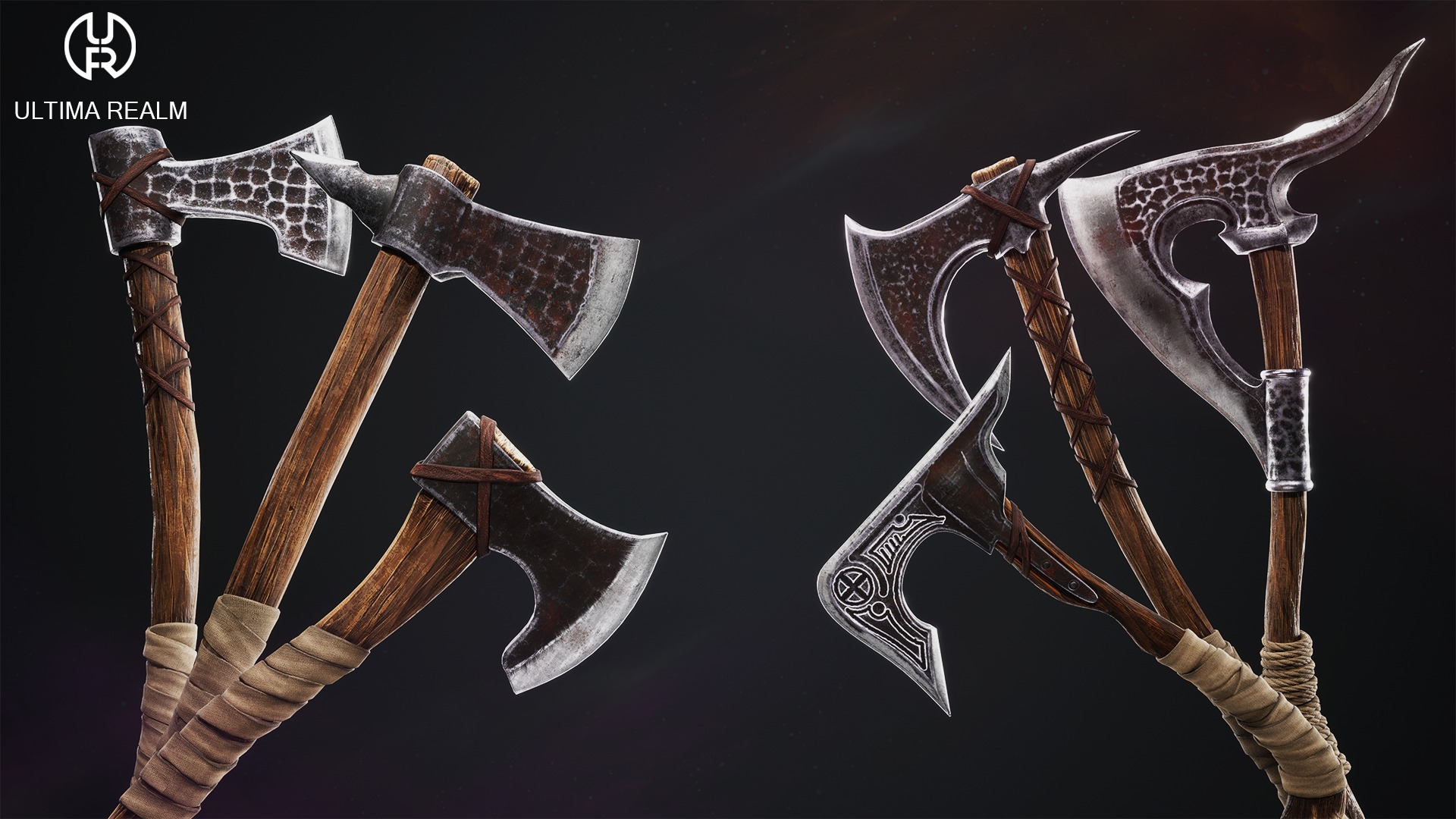Viking Axes Low-poly 3D model_4