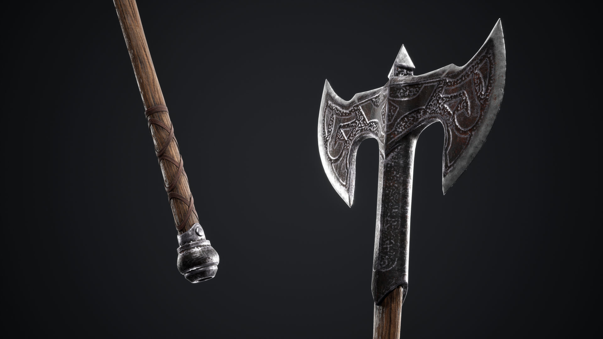 Viking Axes Low-poly 3D model_57