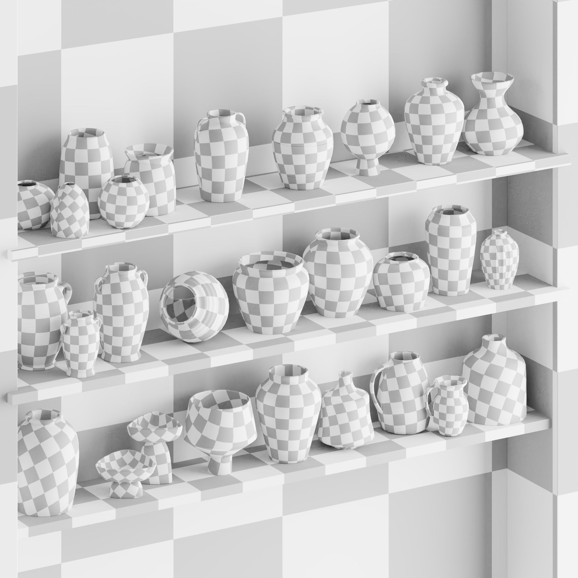 Set of decorative vases 001 3D model_2