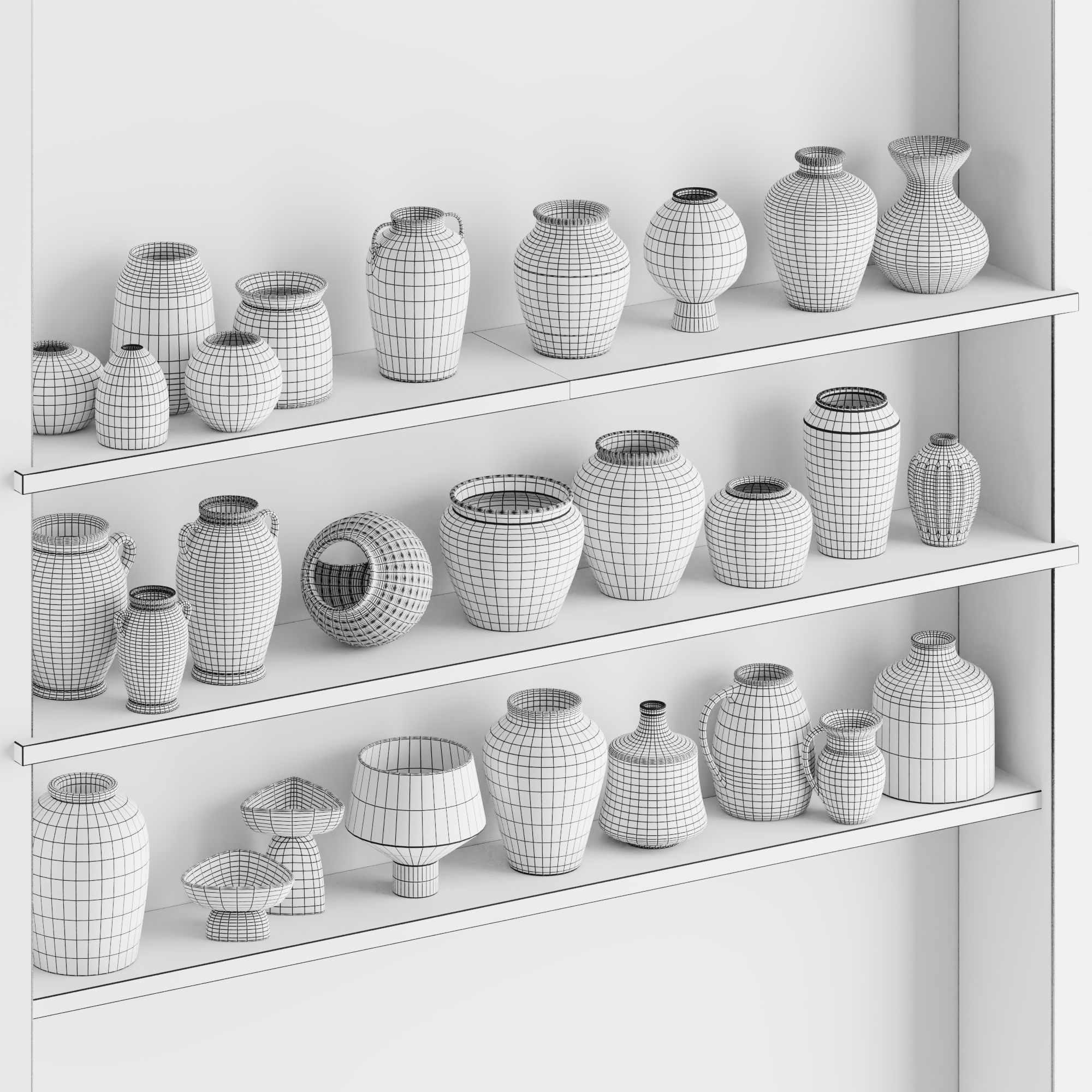 Set of decorative vases 001 3D model_3