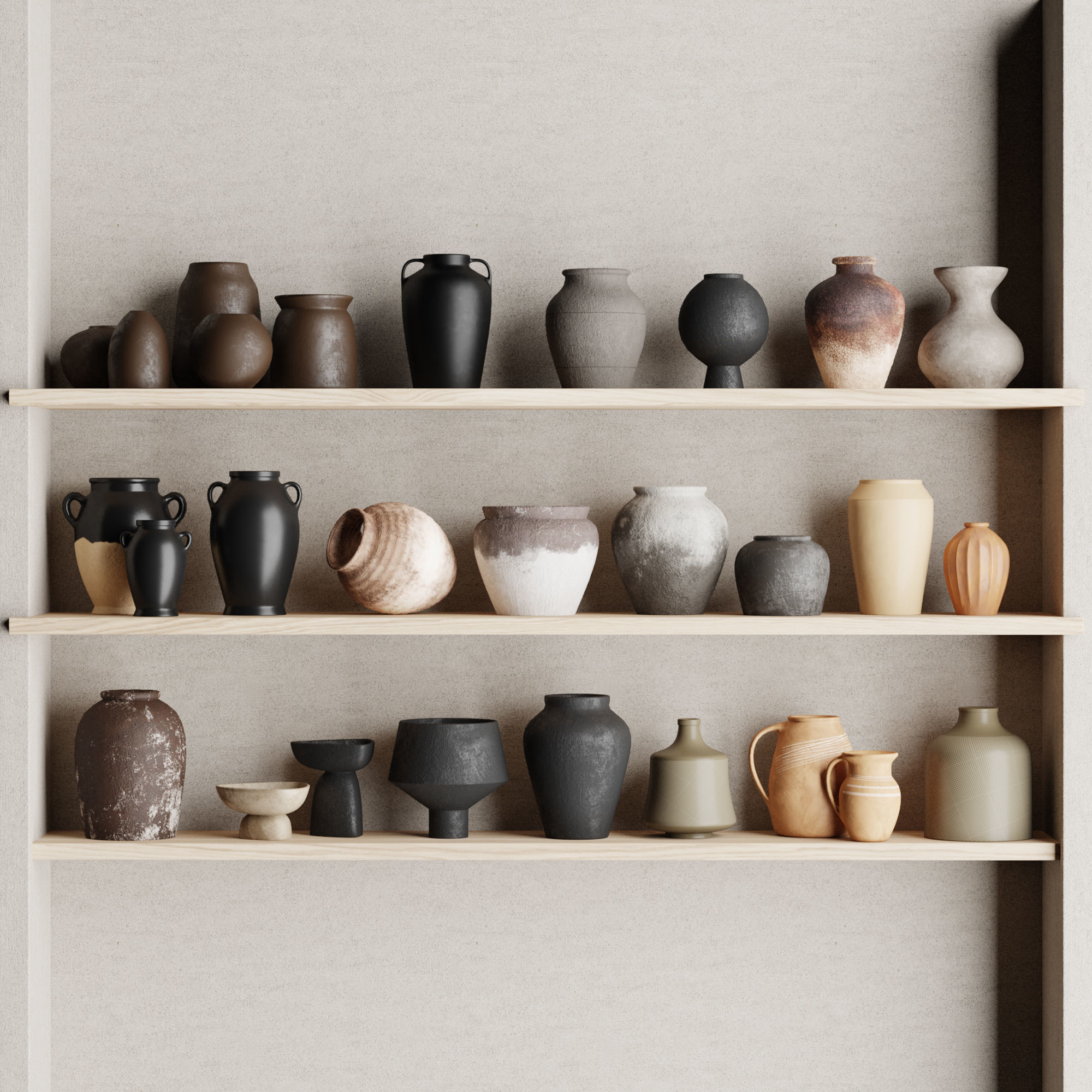 Set of decorative vases 001 3D model_1