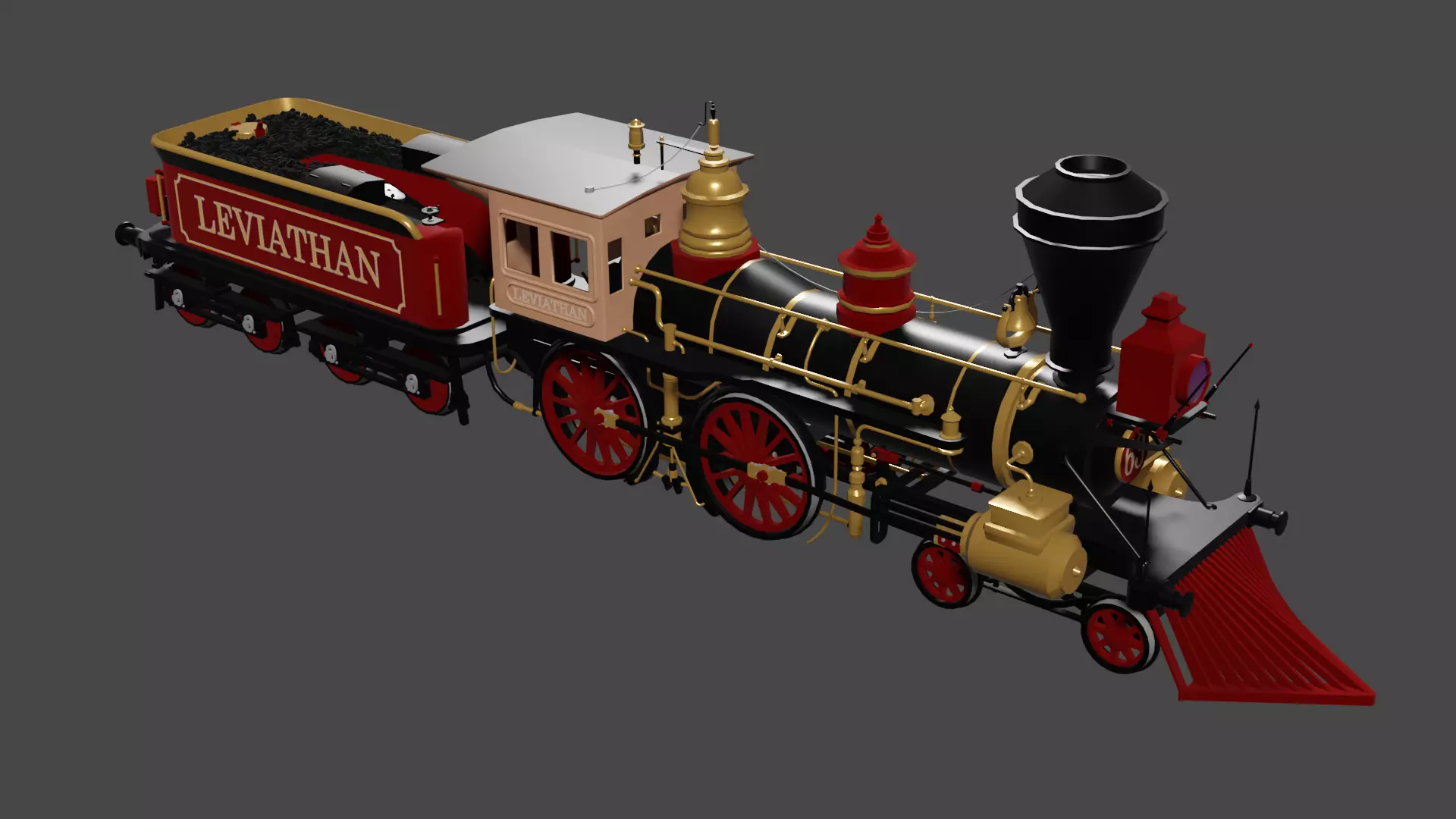 maquina tren a vapor Low-poly 3D model_0