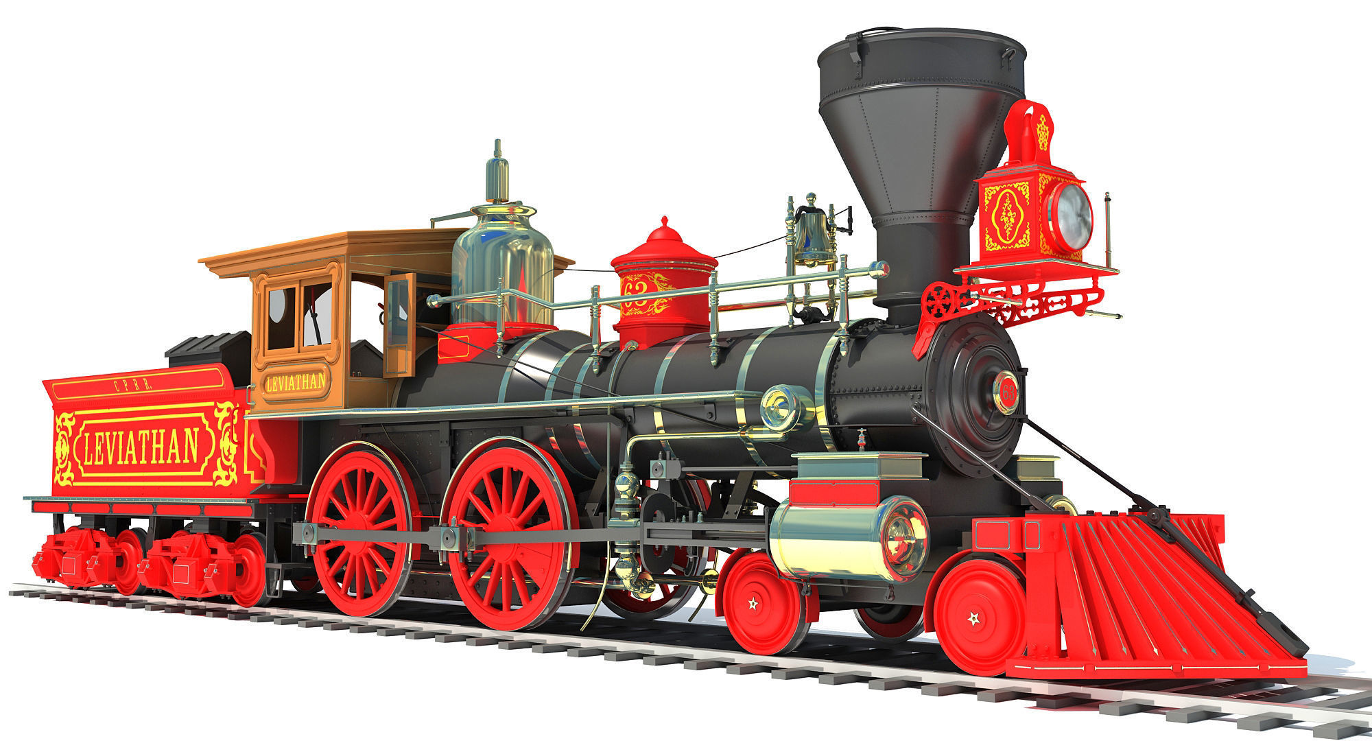 maquina tren a vapor Low-poly 3D model_1