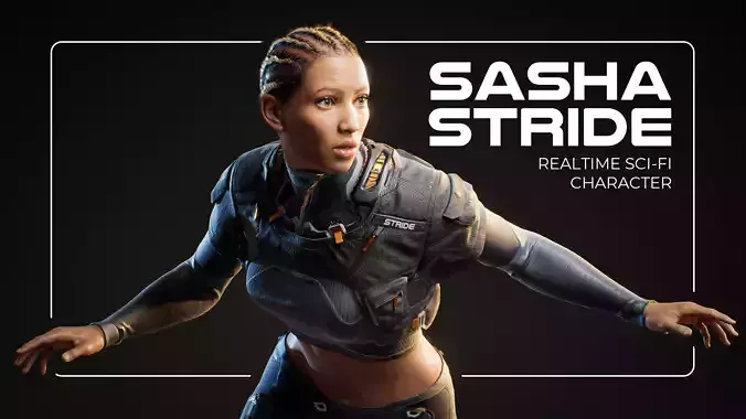 Sasha Stride Realtime Sci-fi Character - Rigged Low-poly 3D model