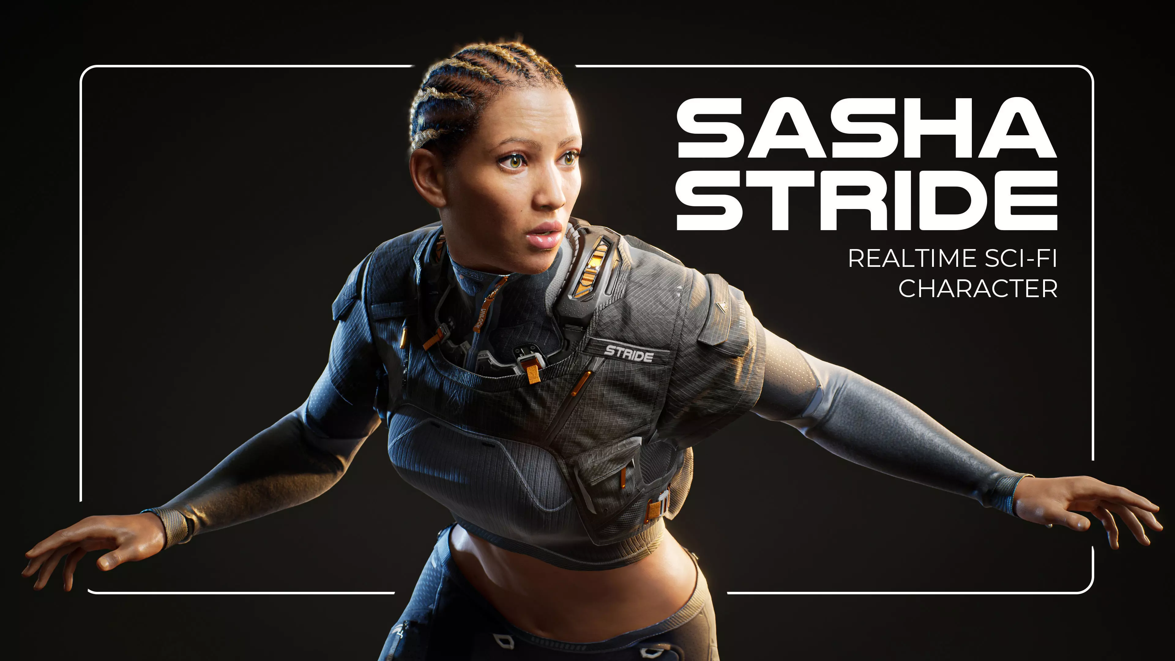 Sasha Stride Realtime Sci-fi Character - Rigged Low-poly 3D model_0