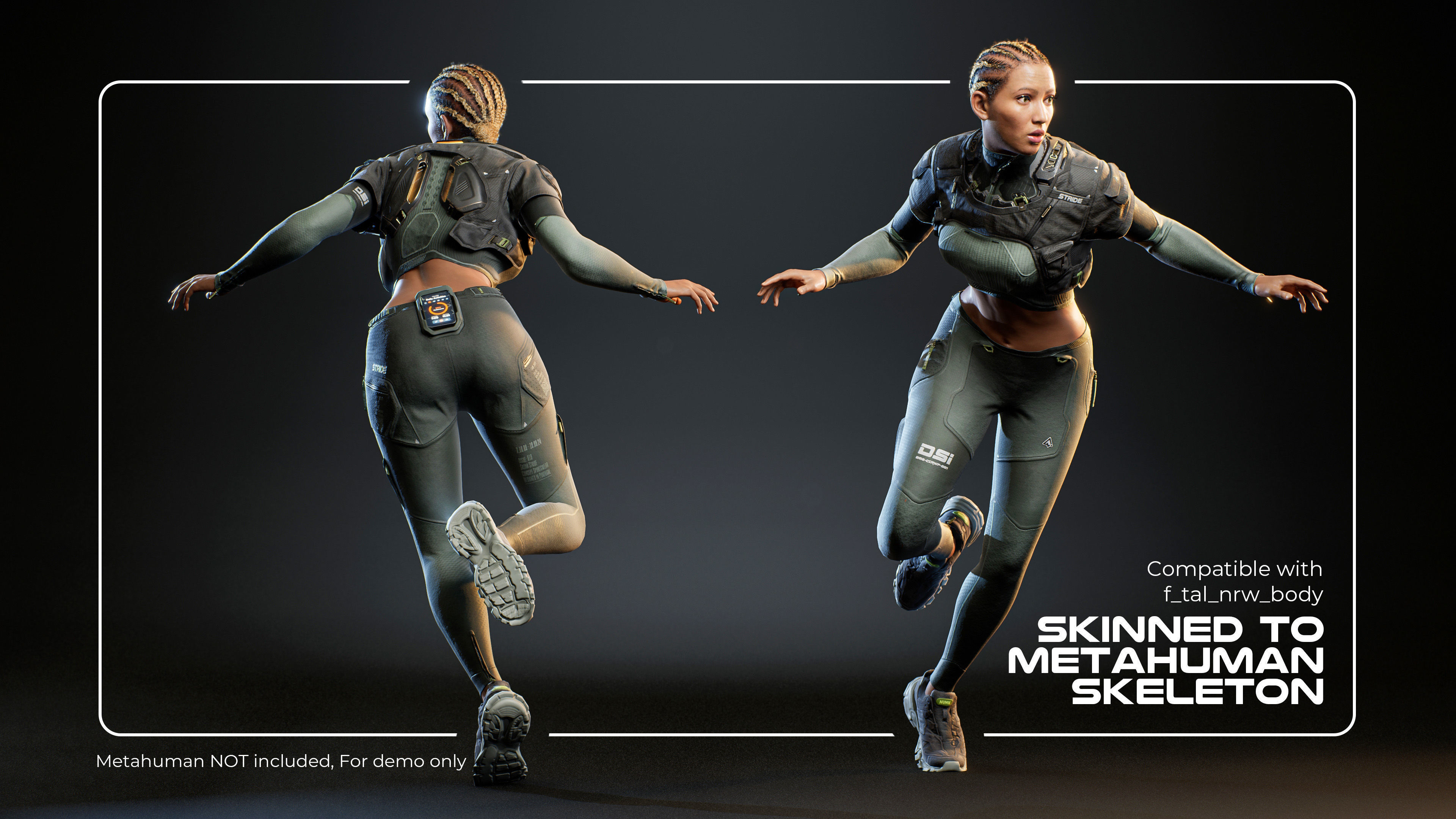 Sasha Stride Realtime Sci-fi Character - Rigged Low-poly 3D model_8