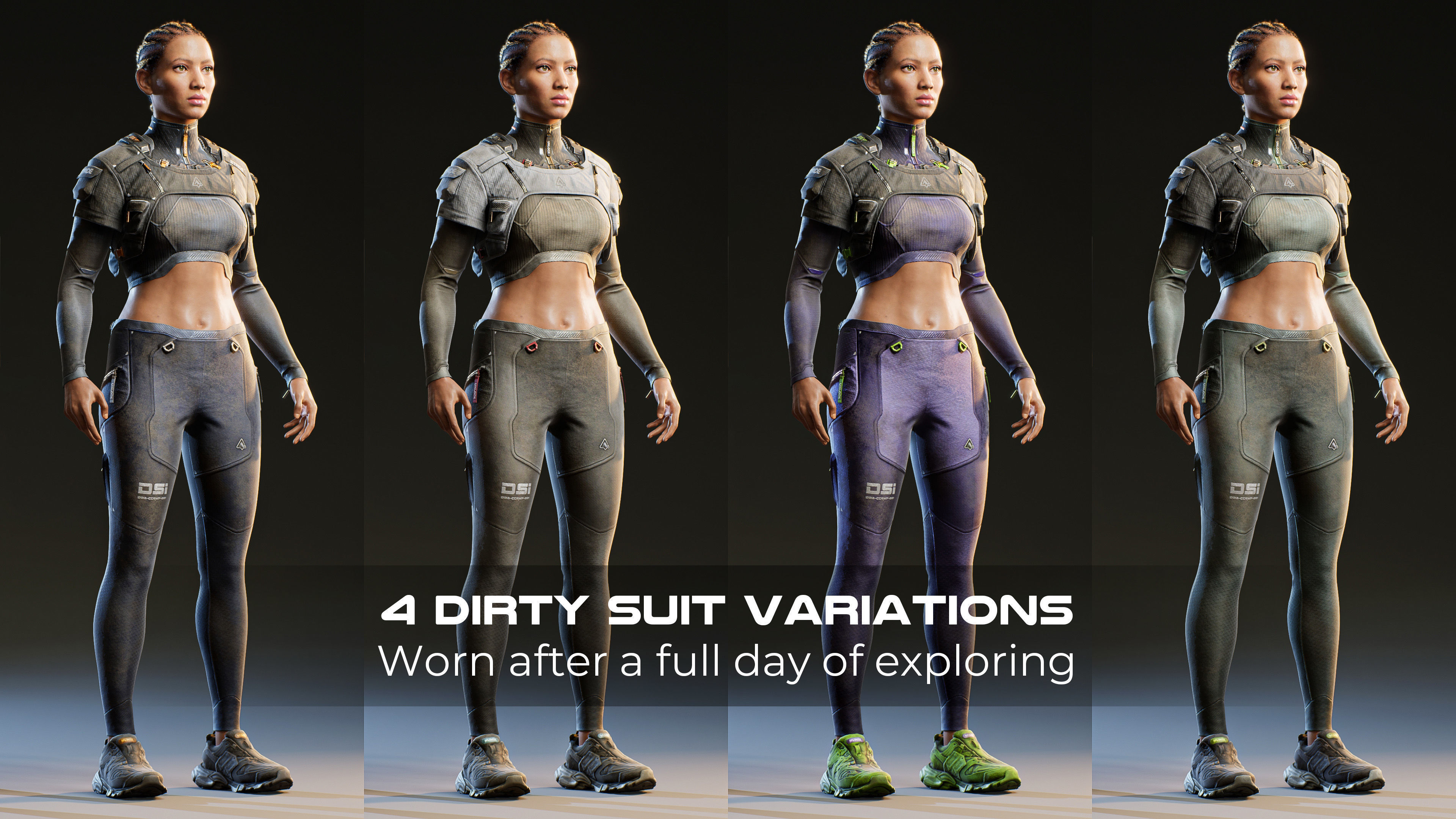 Sasha Stride Realtime Sci-fi Character - Rigged Low-poly 3D model_10