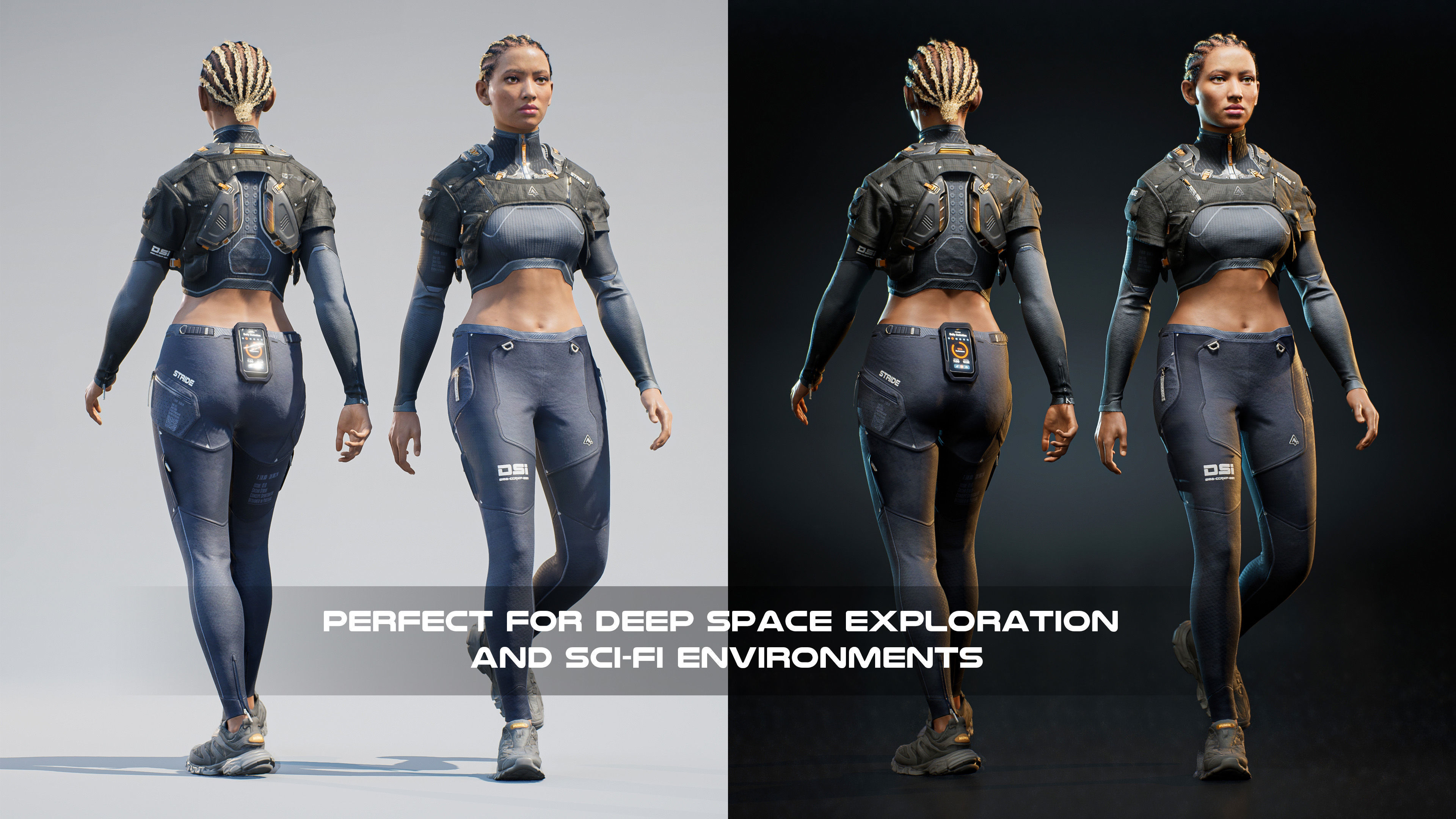 Sasha Stride Realtime Sci-fi Character - Rigged Low-poly 3D model_12