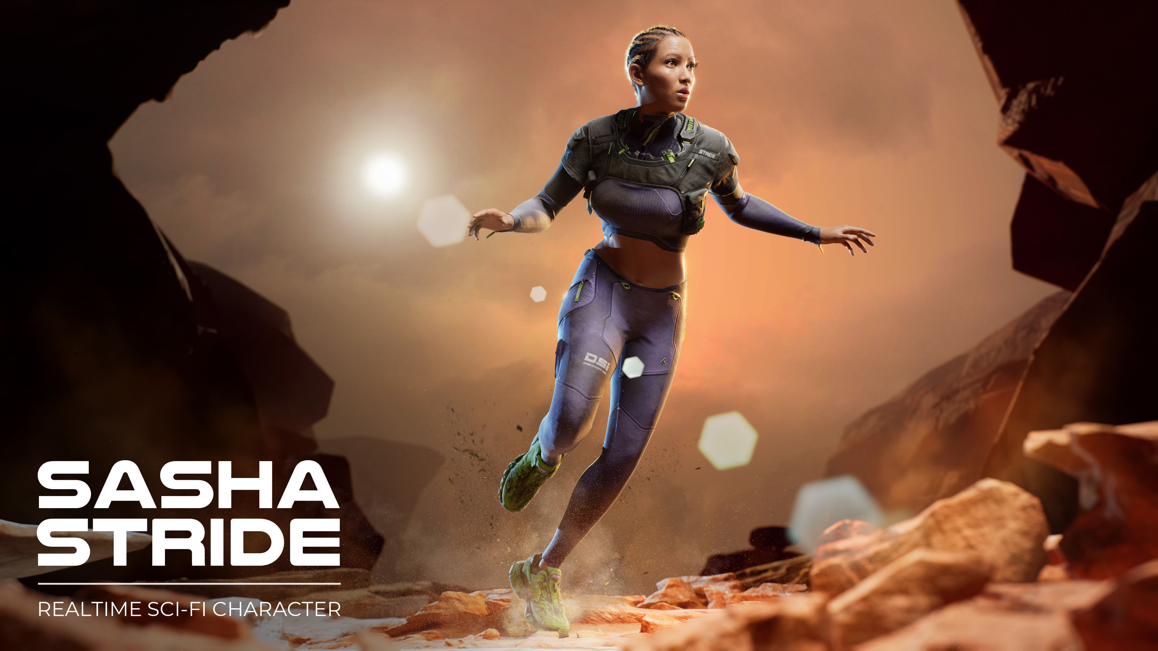 Sasha Stride Realtime Sci-fi Character - Rigged Low-poly 3D model_3