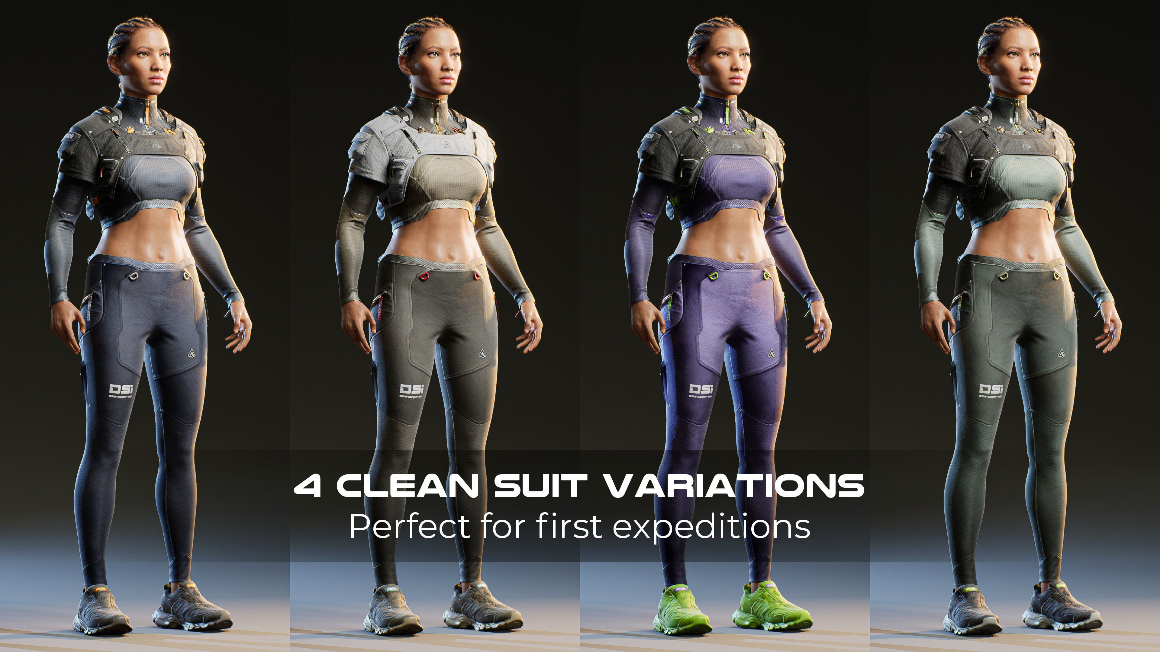 Sasha Stride Realtime Sci-fi Character - Rigged Low-poly 3D model_9