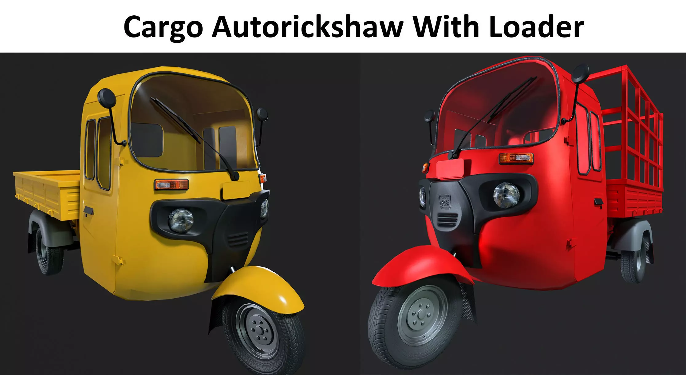 Cargo Autorickshaw With Loader Low-poly 3D model