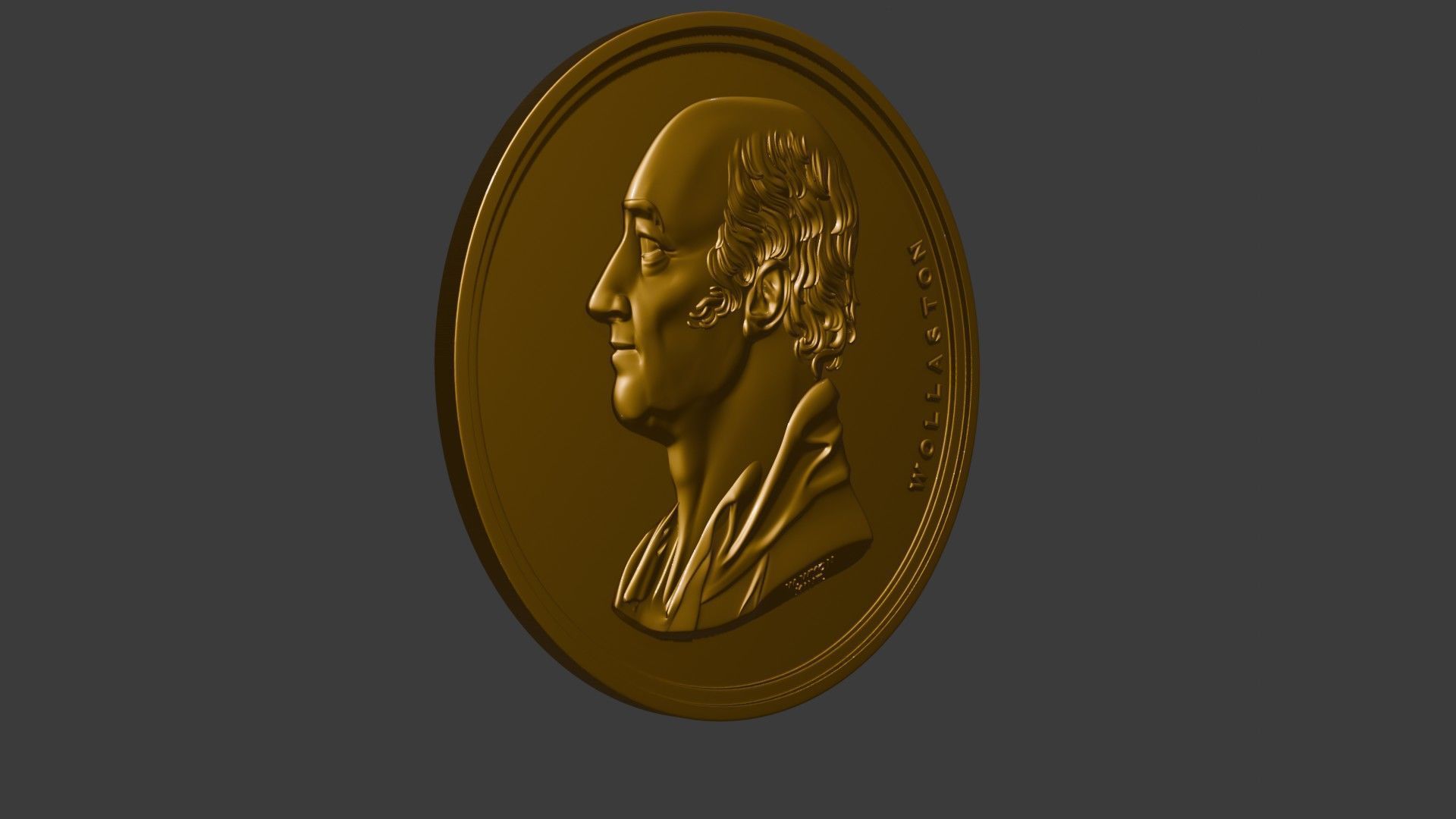 The Wollaston Medal pendant coin 3d model bas relief 3D print model_33