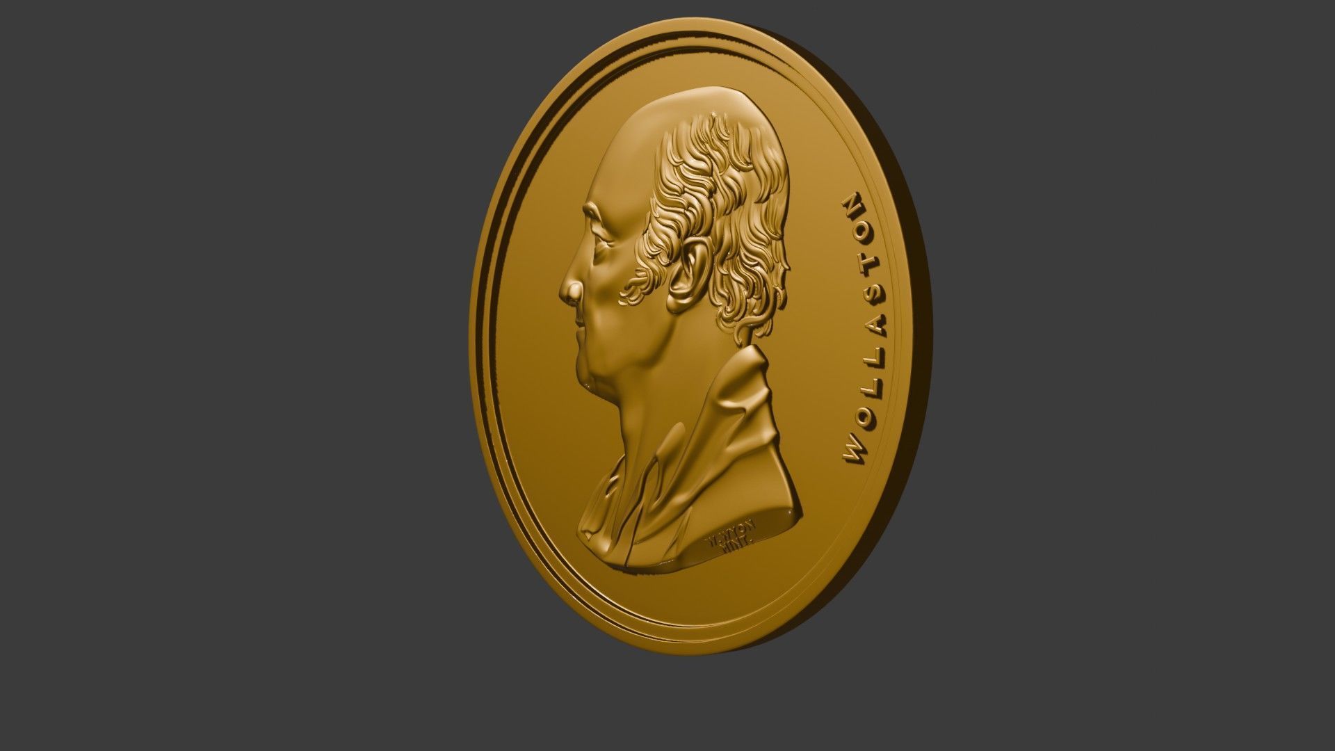 The Wollaston Medal pendant coin 3d model bas relief 3D print model_6
